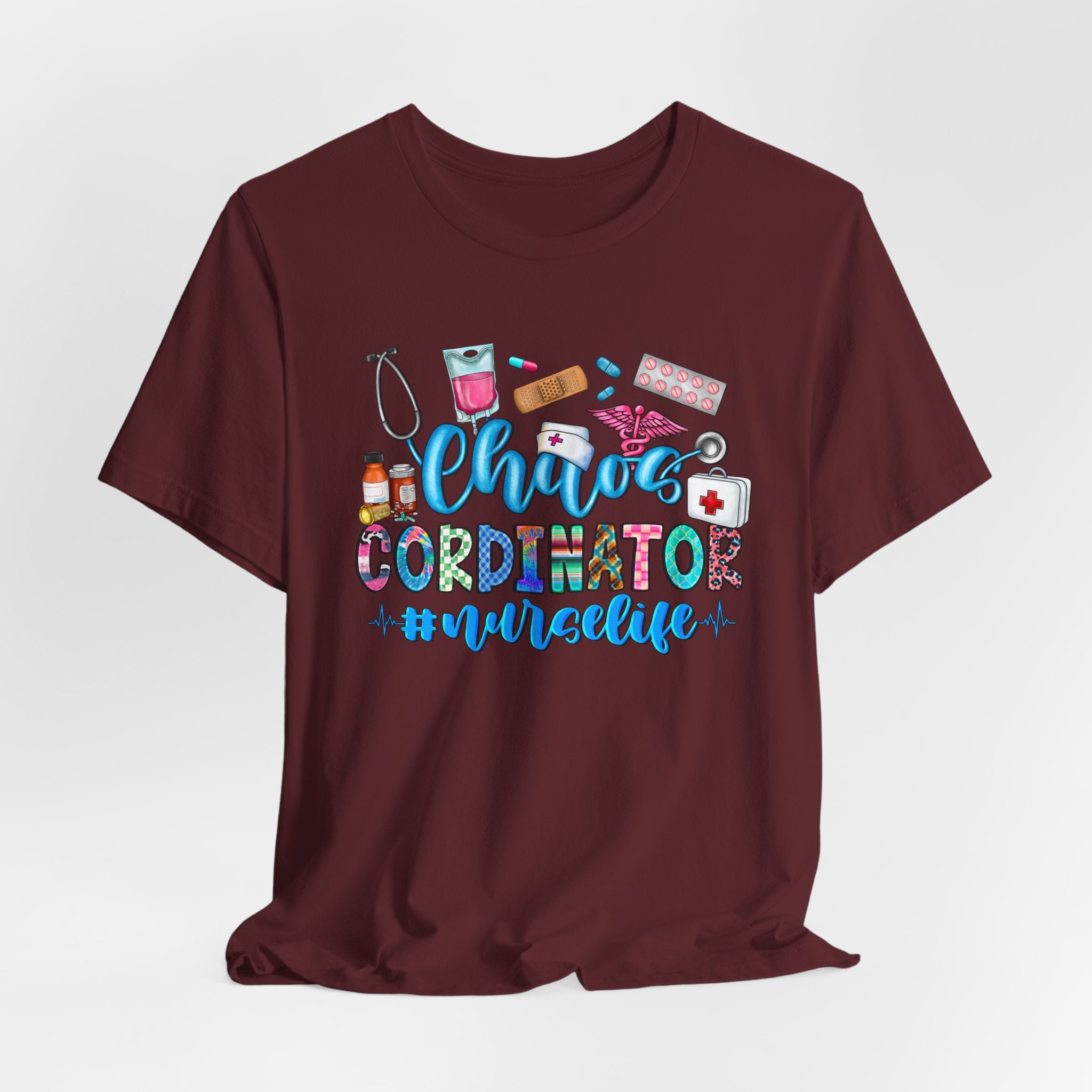 Chaos Coordinator Nurse T-Shirt – Cute Medical Icons Nursing Tee