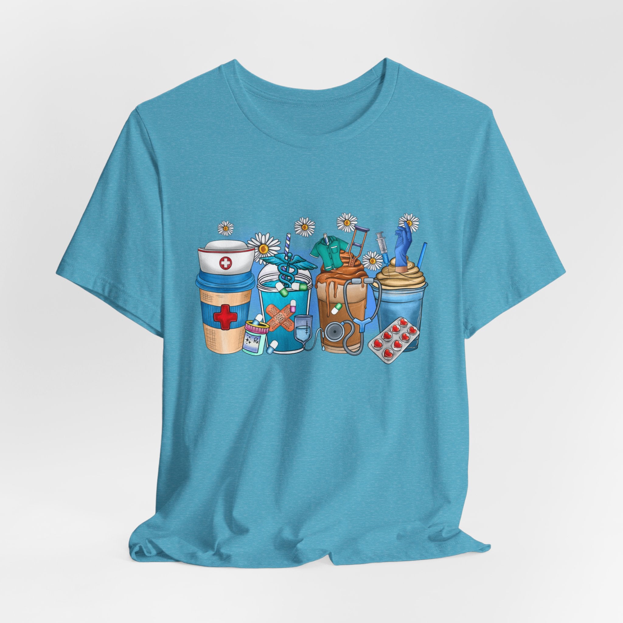 Nurse Life T‑Shirt — Cute Medical Coffee & Scrubs Illustration Tee