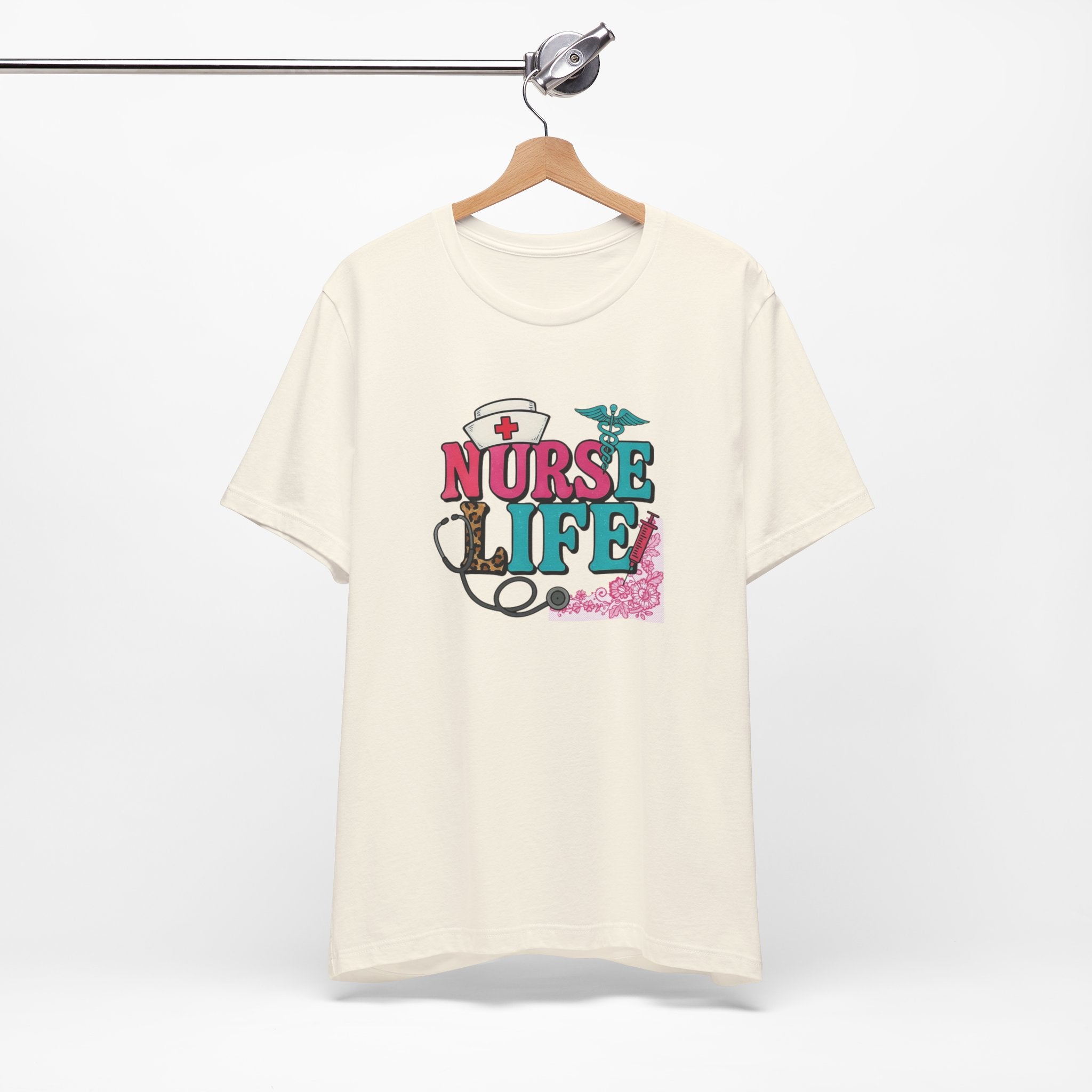 Nurse Life Graphic Tee – Cute Floral Stethoscope Nursing Shirt