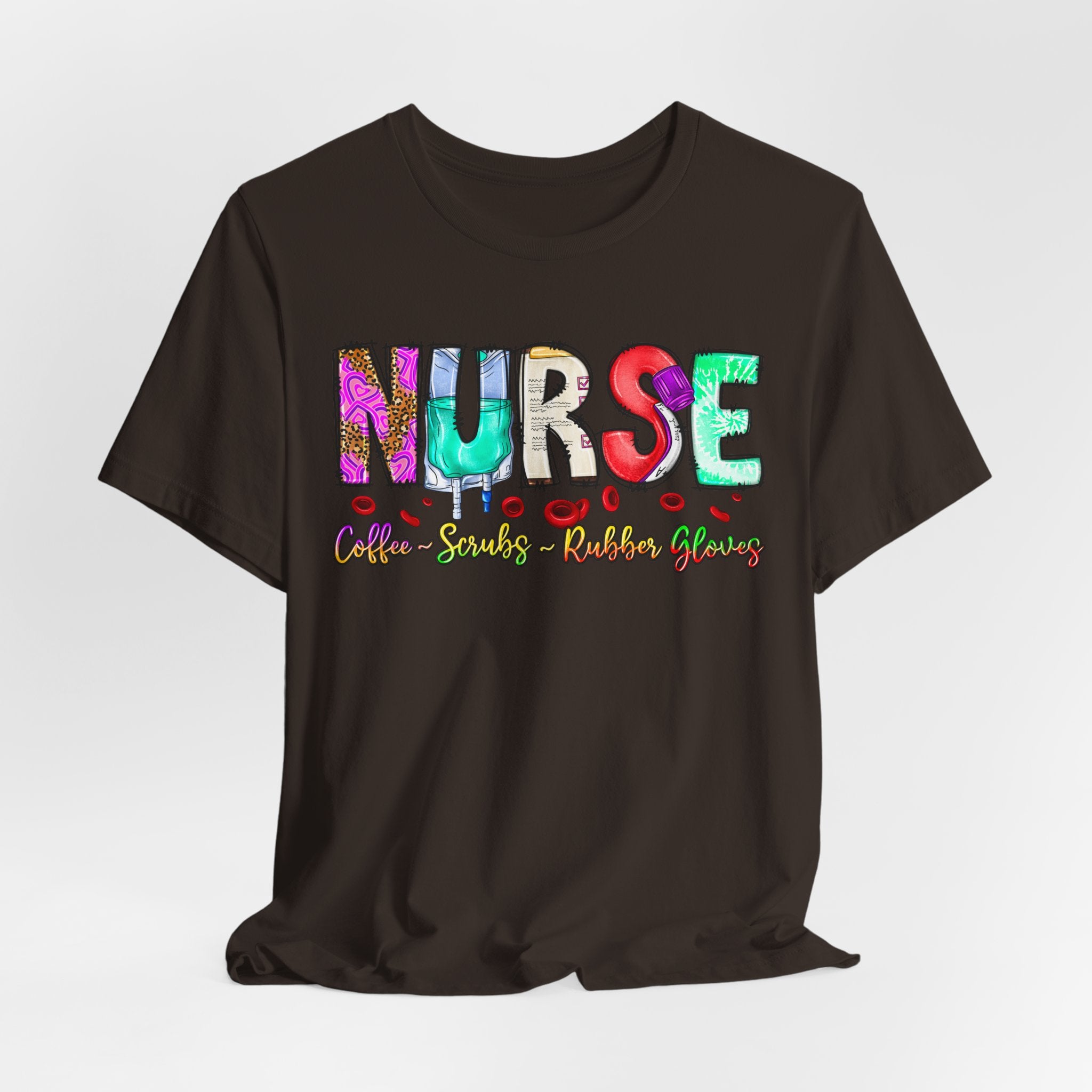 Nurse Flowers Graphic Tee — "NURSE" Colorful Floral Font with Hearts