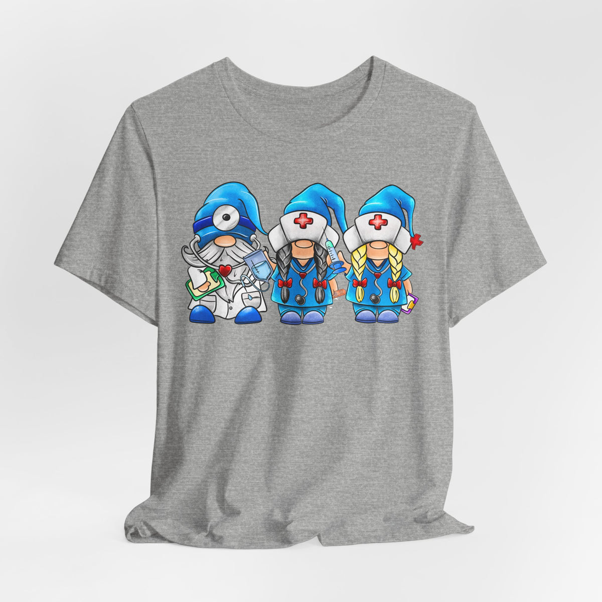Nurse Gnome Trio T-Shirt – Cute Medical Team Graphic Tee