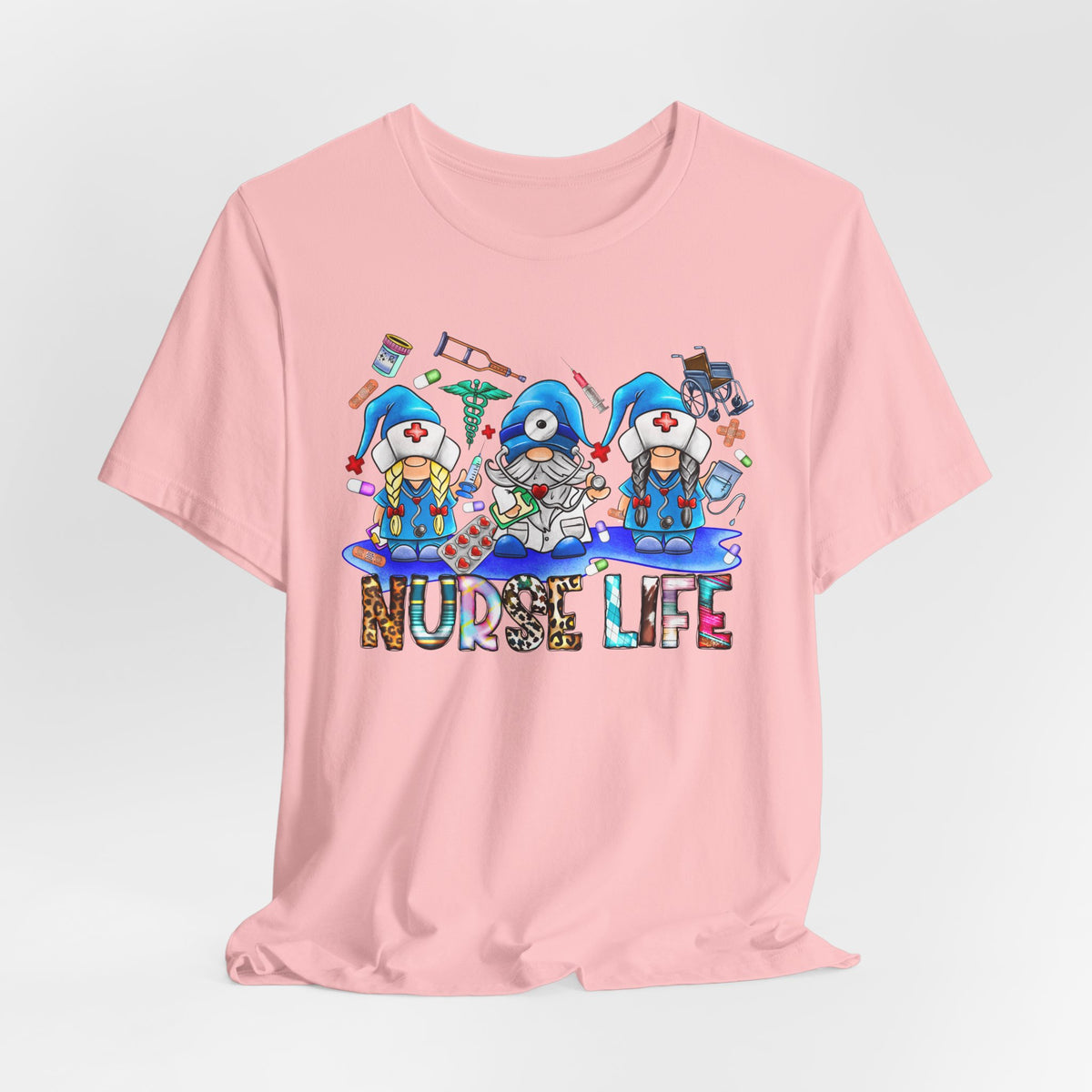 Nurse Life Graphic Tee – Cute Gnome Nurses Design