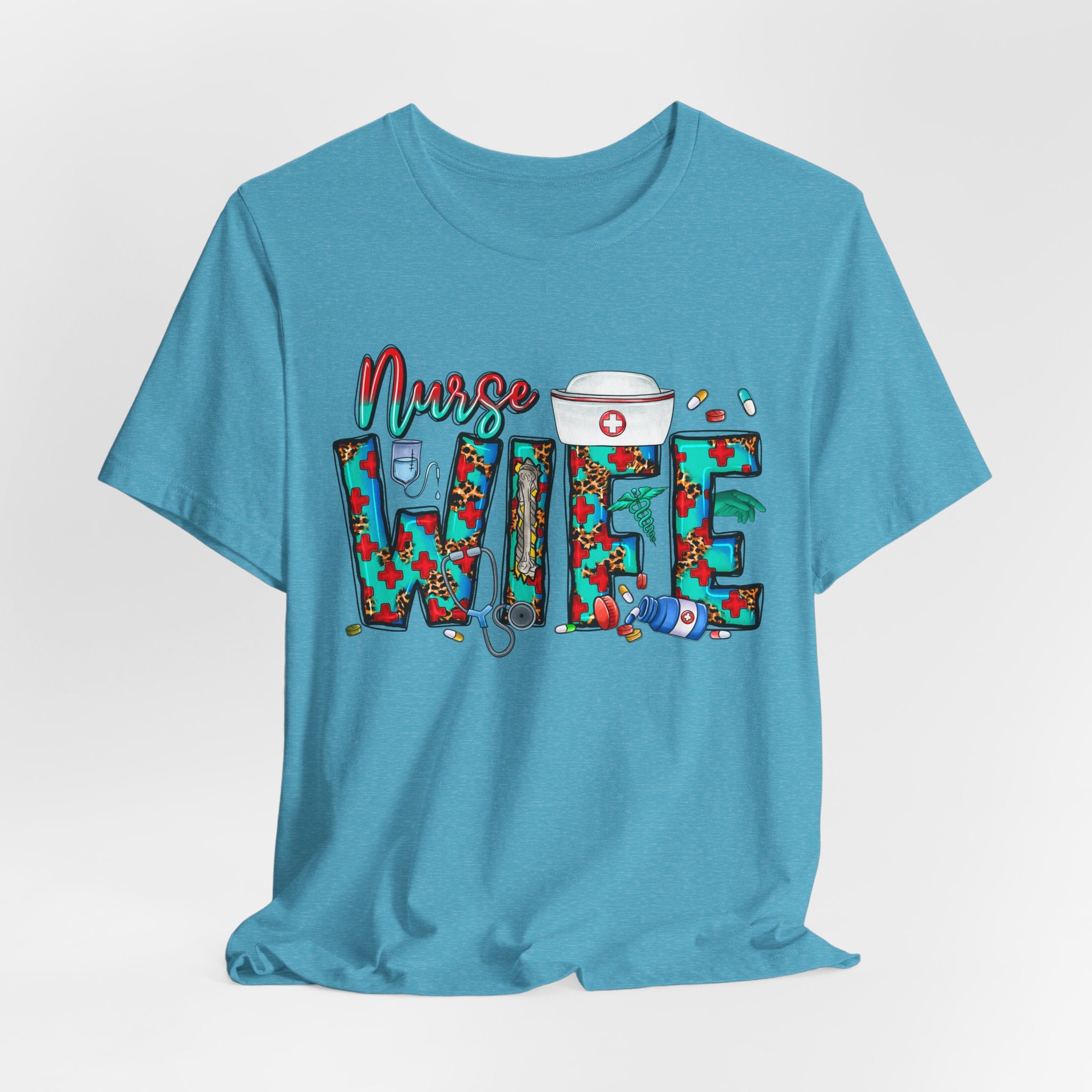 Nurse Wife T‑Shirt — Floral Medical Design Tee for Nursing Spouses