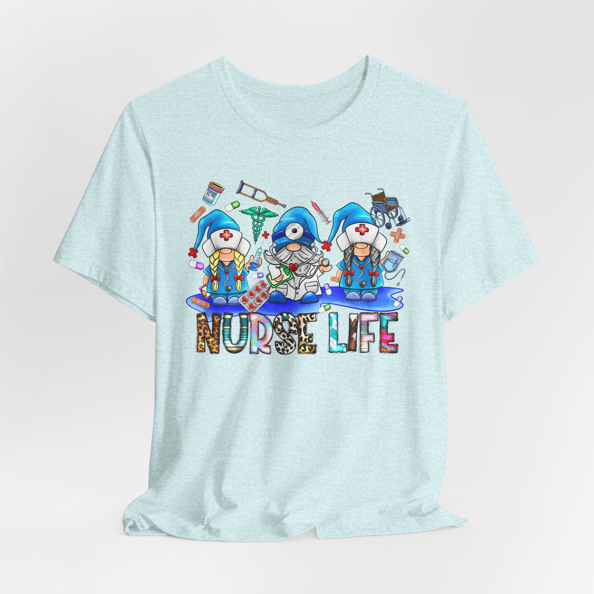 Nurse Life Graphic Tee – Cute Gnome Nurses Design