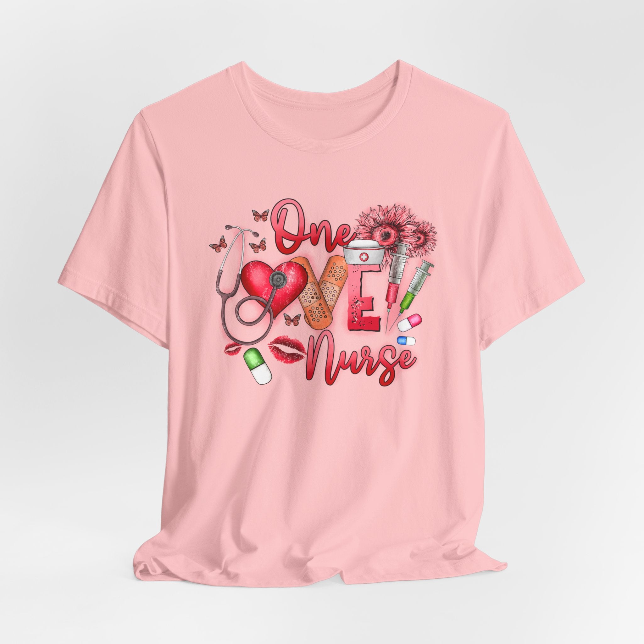 Nurse Tee — 'One Love Nurse' Floral Medical Graphic Shirt