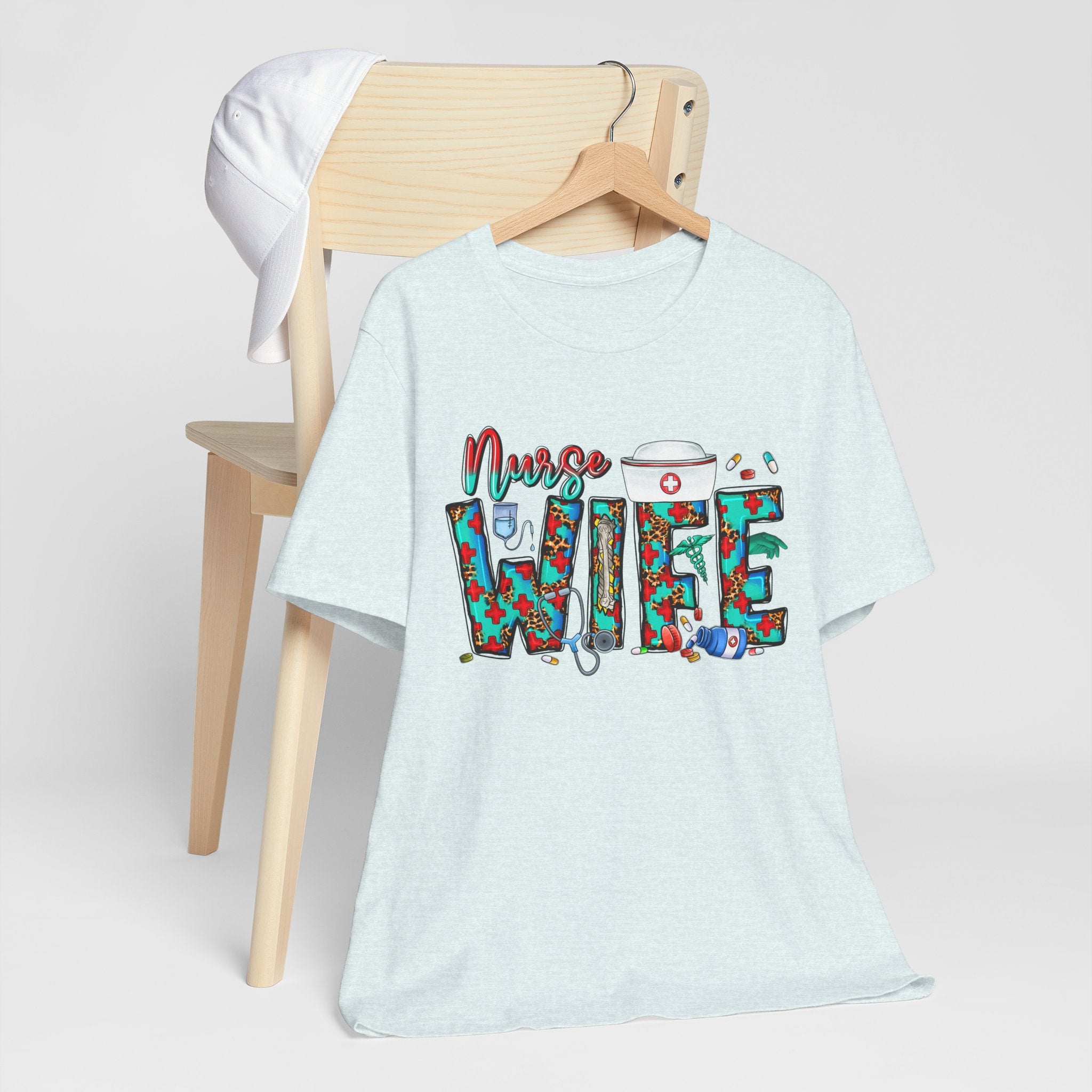 Nurse Wife T‑Shirt — Floral Medical Design Tee for Nursing Spouses