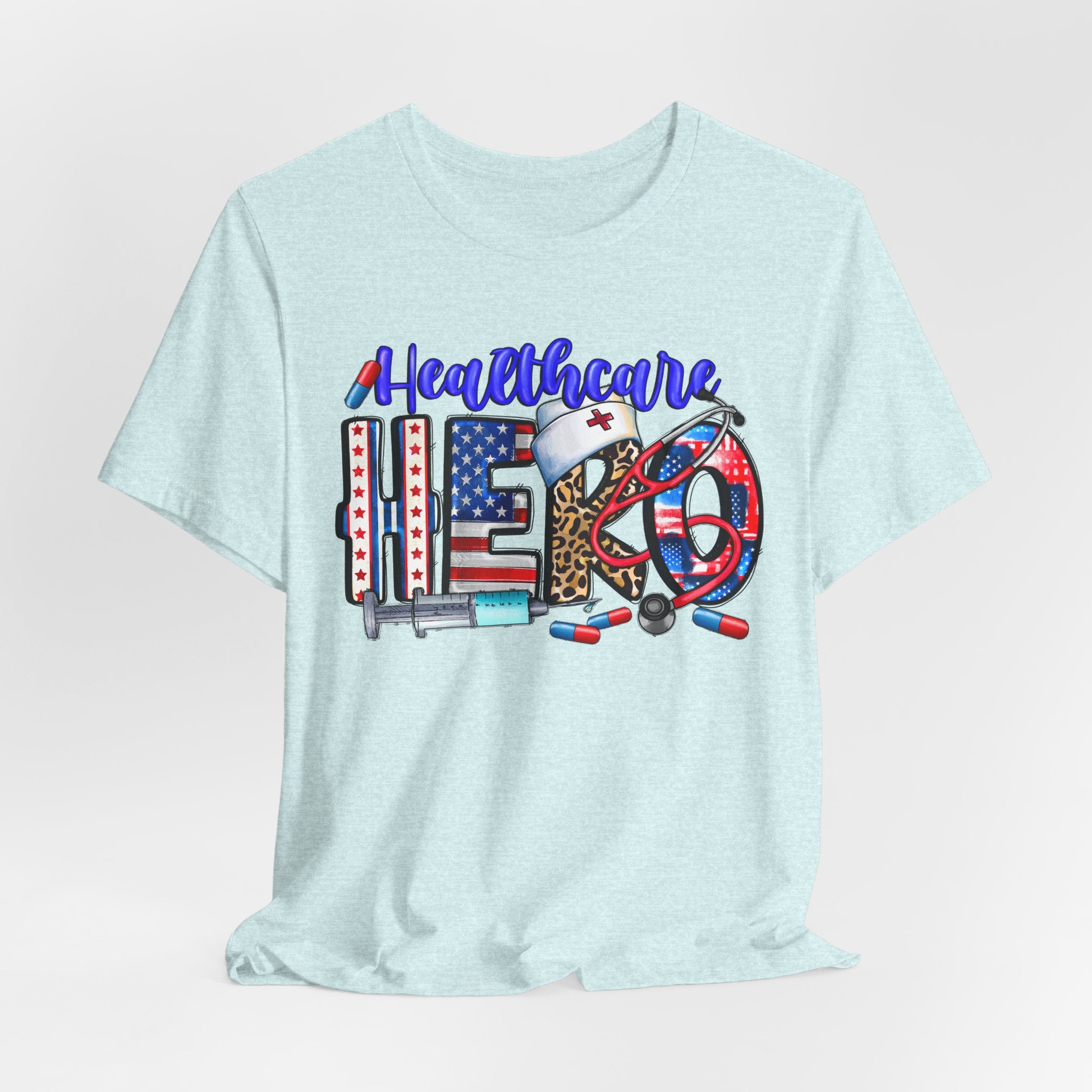 Healthcare Hero Tee — American Flag RN LPN Nursing Graphic T-Shirt