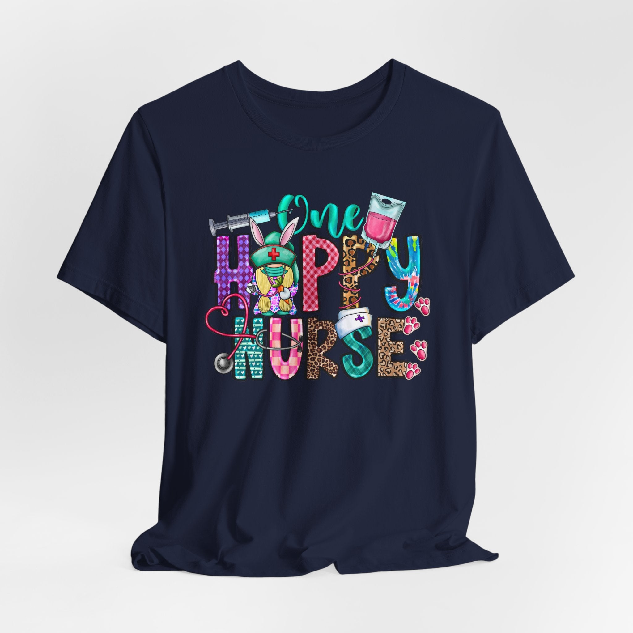Happy Nurse Graphic Tee — Cute “One Happy Nurse” Scrubs Shirt
