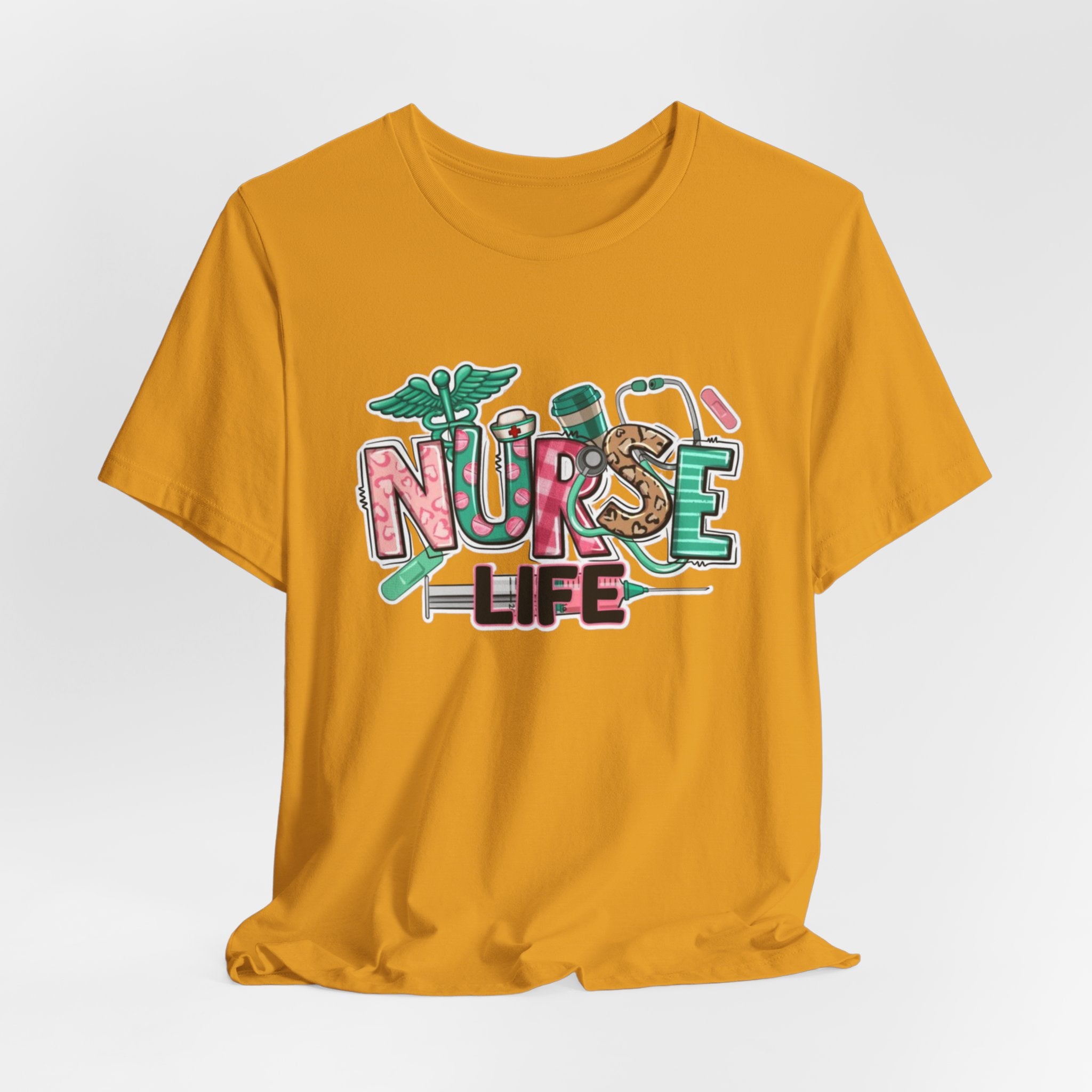 Nurse Life T-Shirt – Cute Medical Scrubs Tee with Stethoscope & Pill Graphic