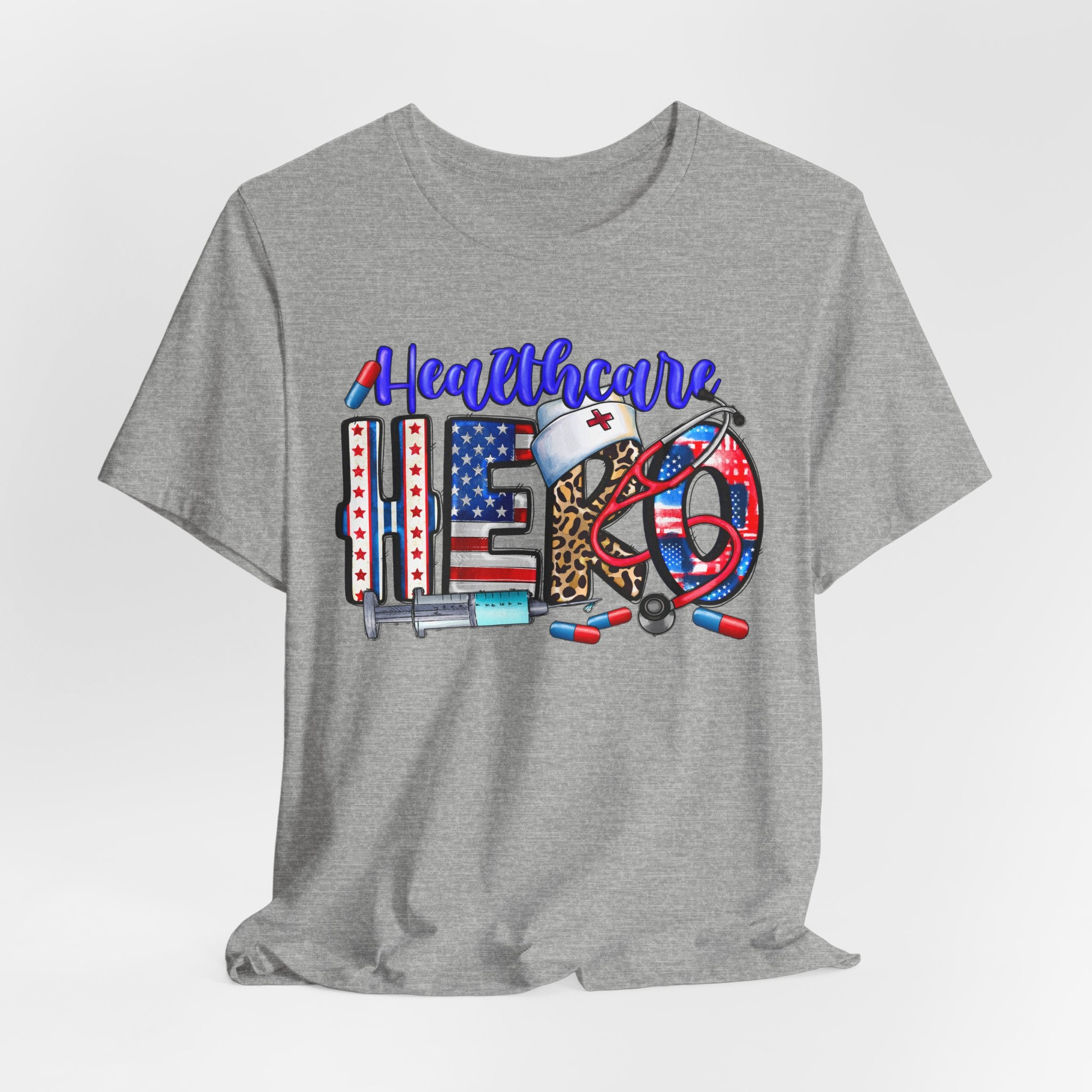 Healthcare Hero Tee — American Flag RN LPN Nursing Graphic T-Shirt
