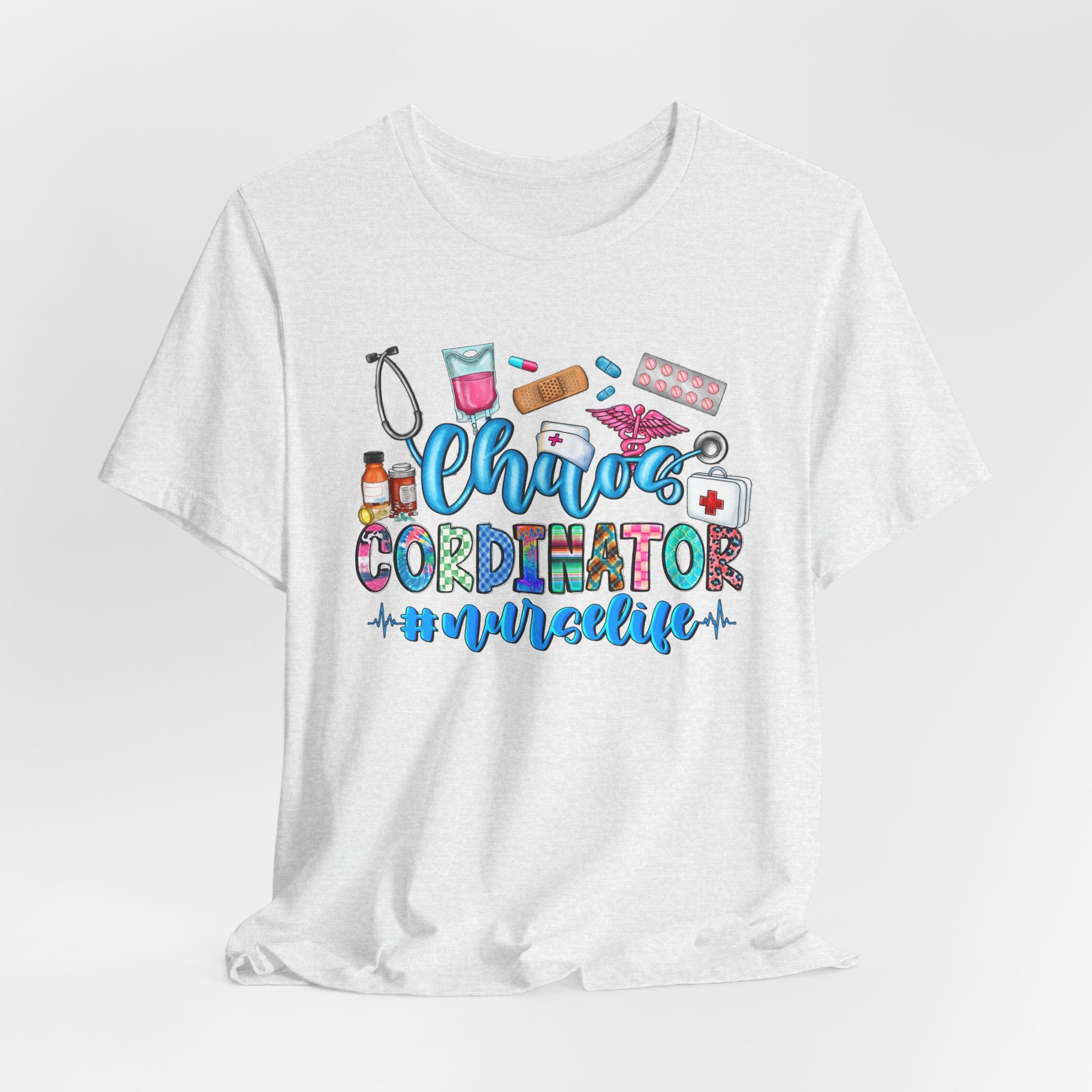 Chaos Coordinator Nurse T-Shirt – Cute Medical Icons Nursing Tee