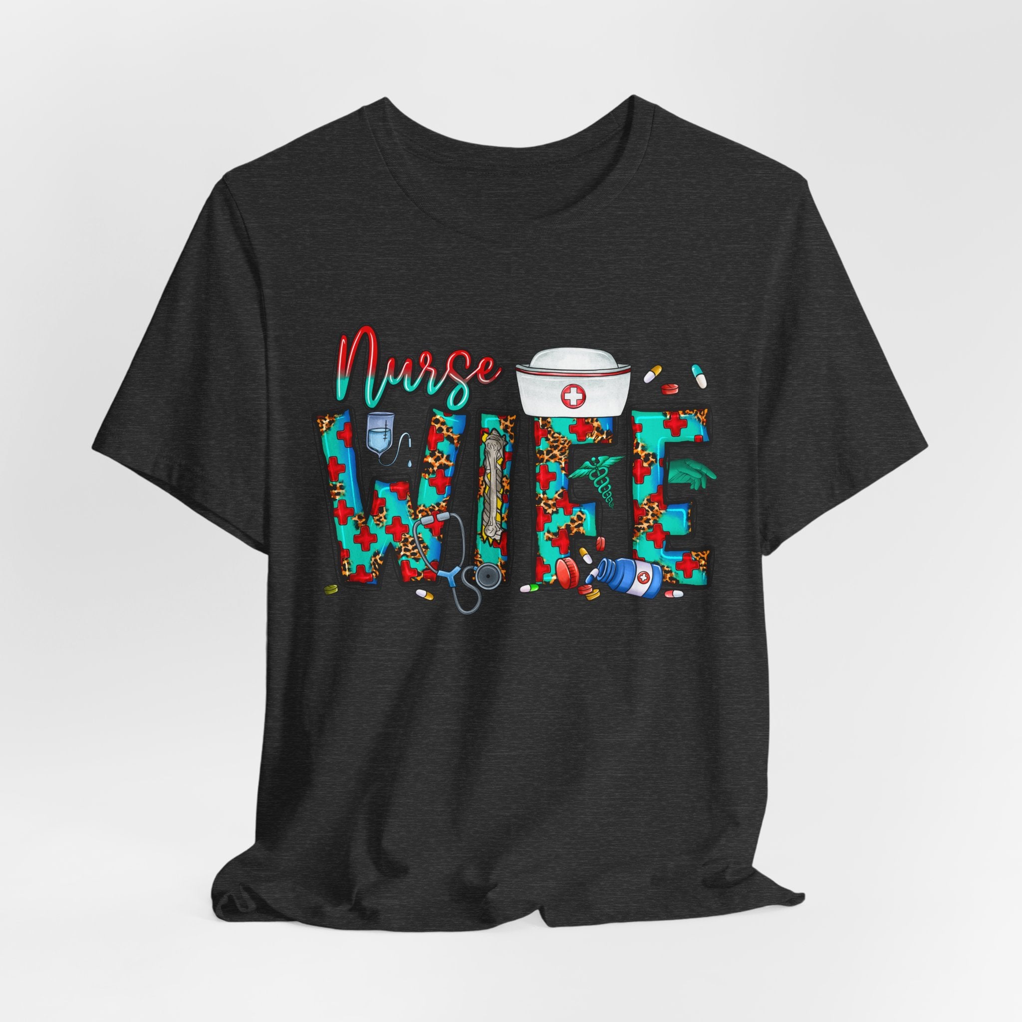 Nurse Wife T‑Shirt — Floral Medical Design Tee for Nursing Spouses