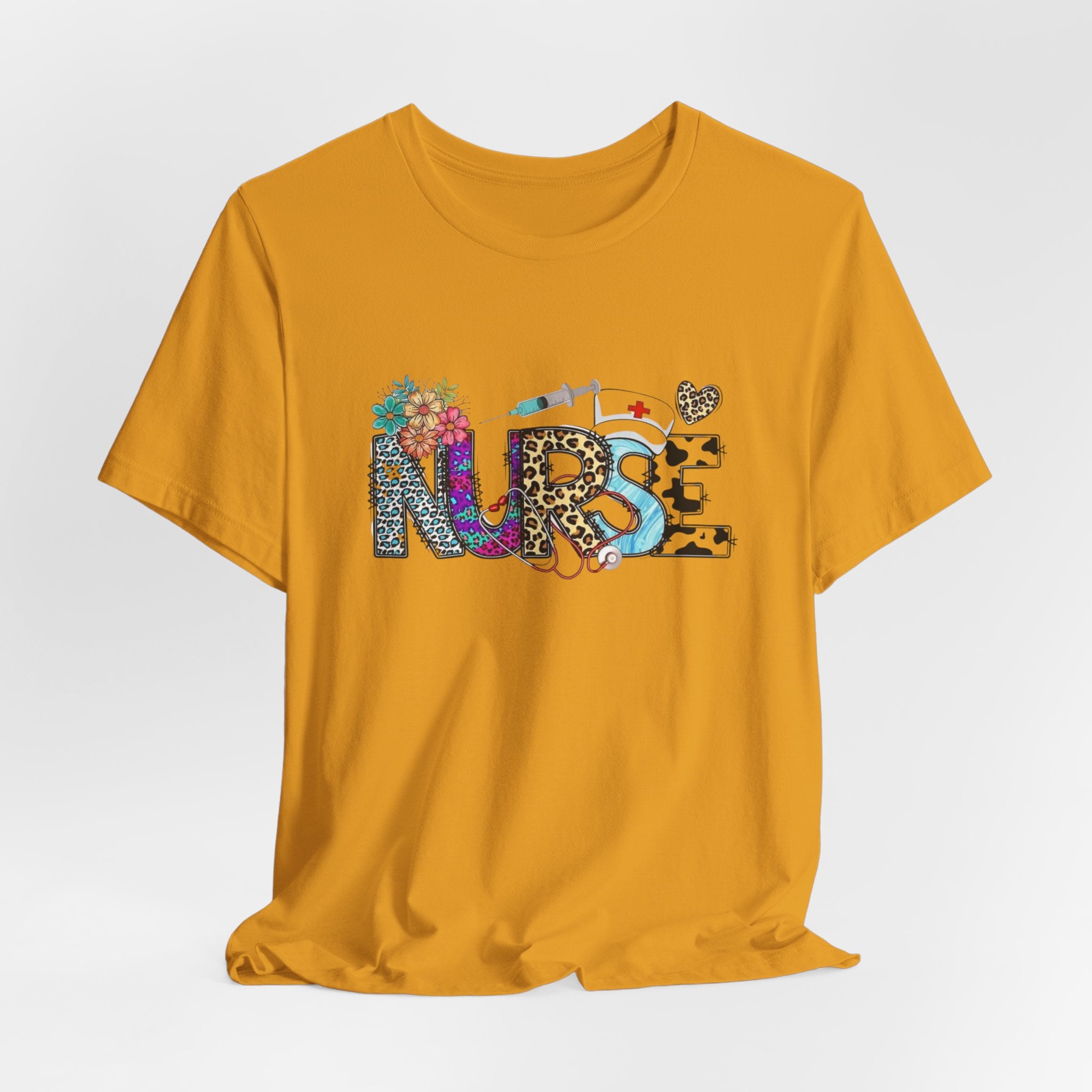 Nurse Floral & Leopard Graphic Tee — Cute Nursing Shirt