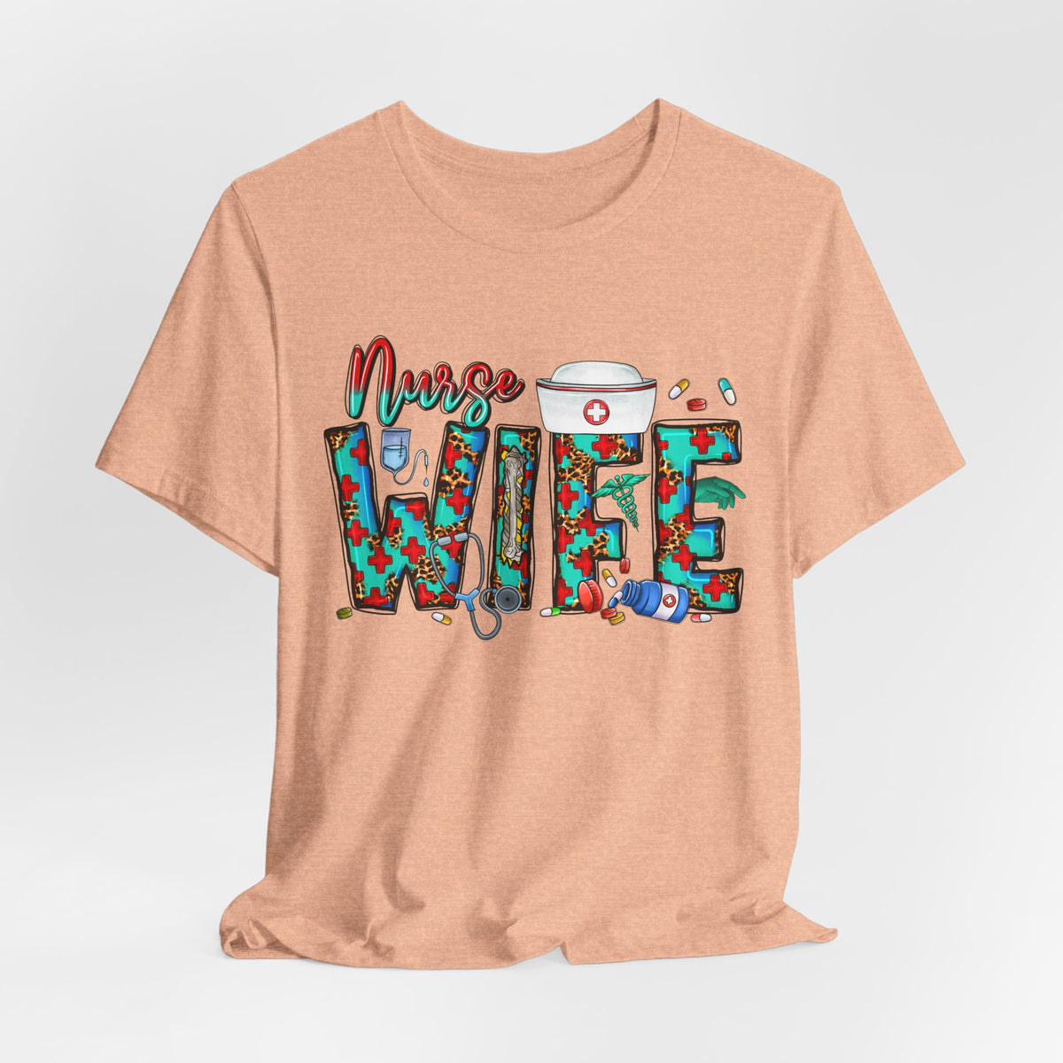 Nurse Wife T‑Shirt — Floral Medical Design Tee for Nursing Spouses