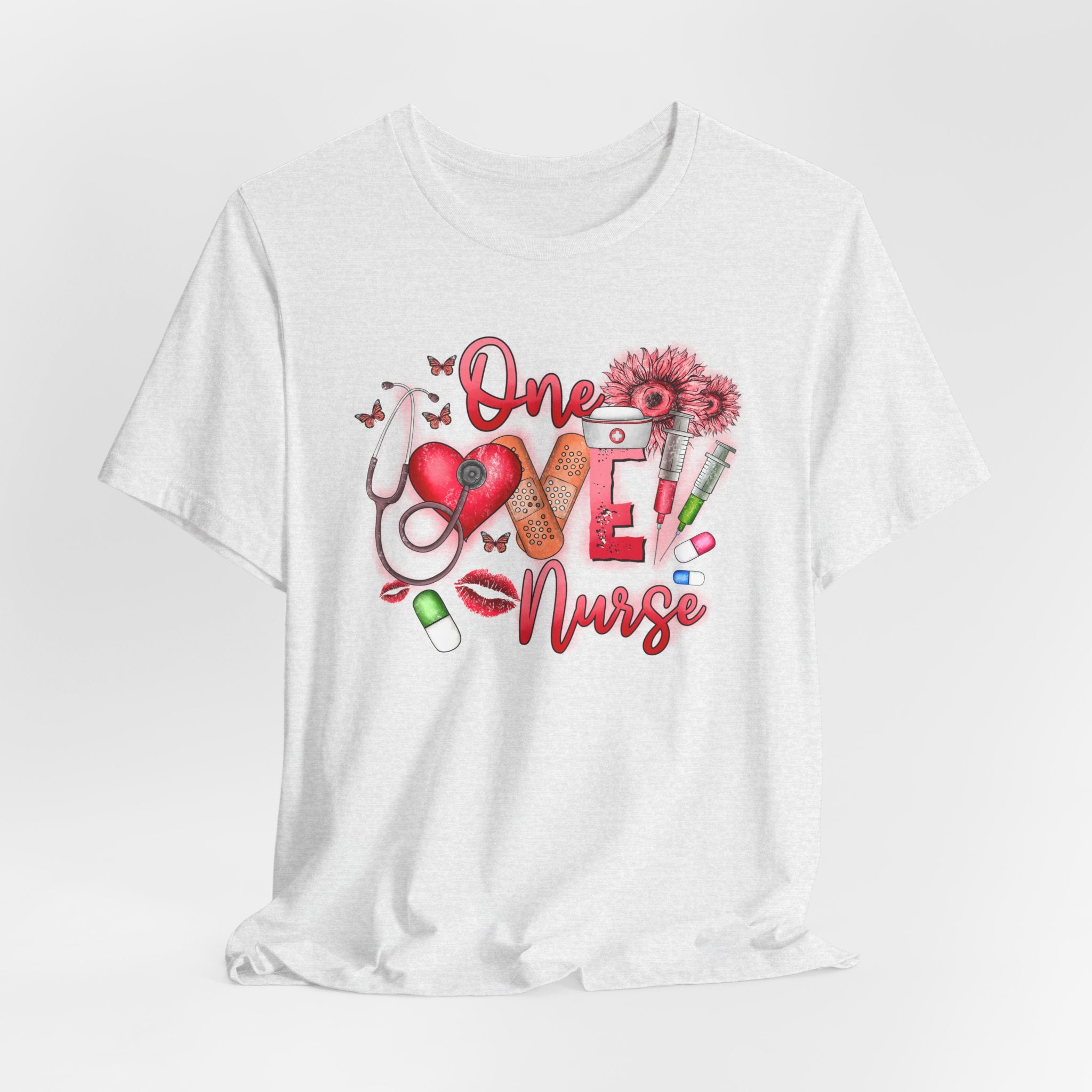 Nurse Tee — 'One Love Nurse' Floral Medical Graphic Shirt