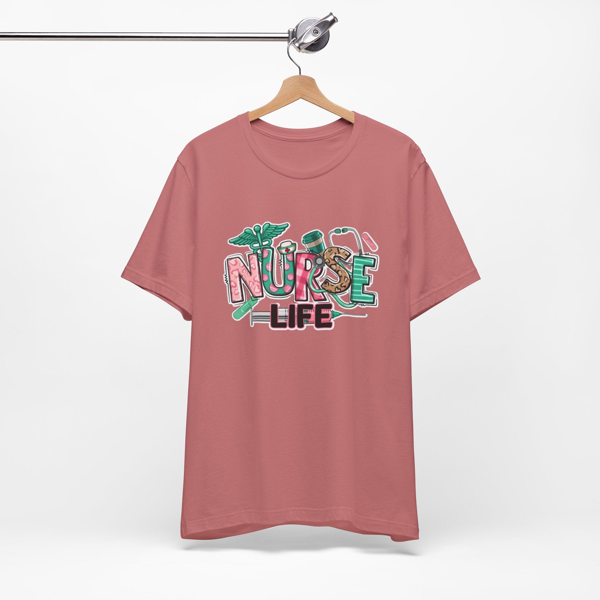 Nurse Life T-Shirt – Cute Medical Scrubs Tee with Stethoscope & Pill Graphic
