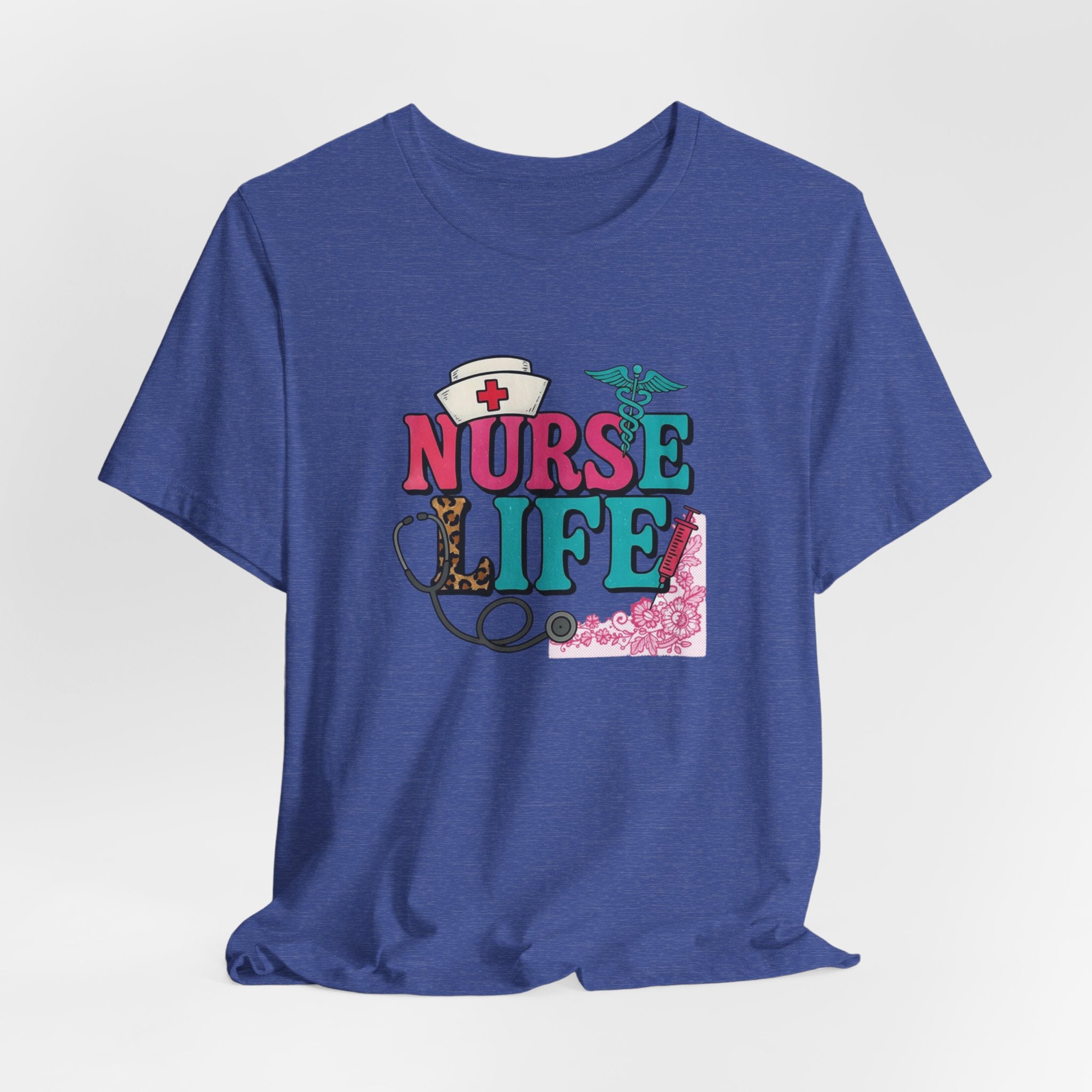 Nurse Life Graphic Tee – Cute Floral Stethoscope Nursing Shirt