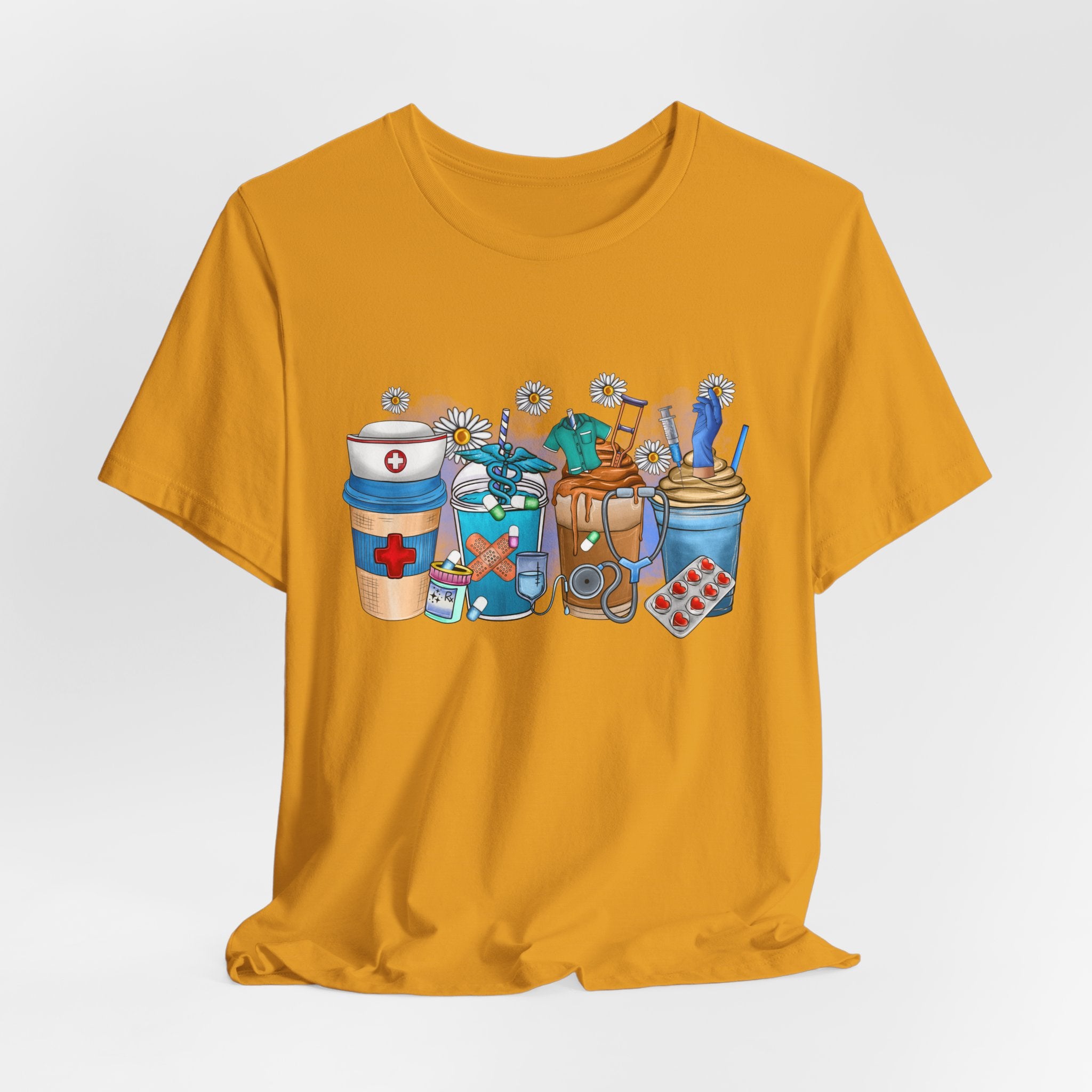 Nurse Life T‑Shirt — Cute Medical Coffee & Scrubs Illustration Tee