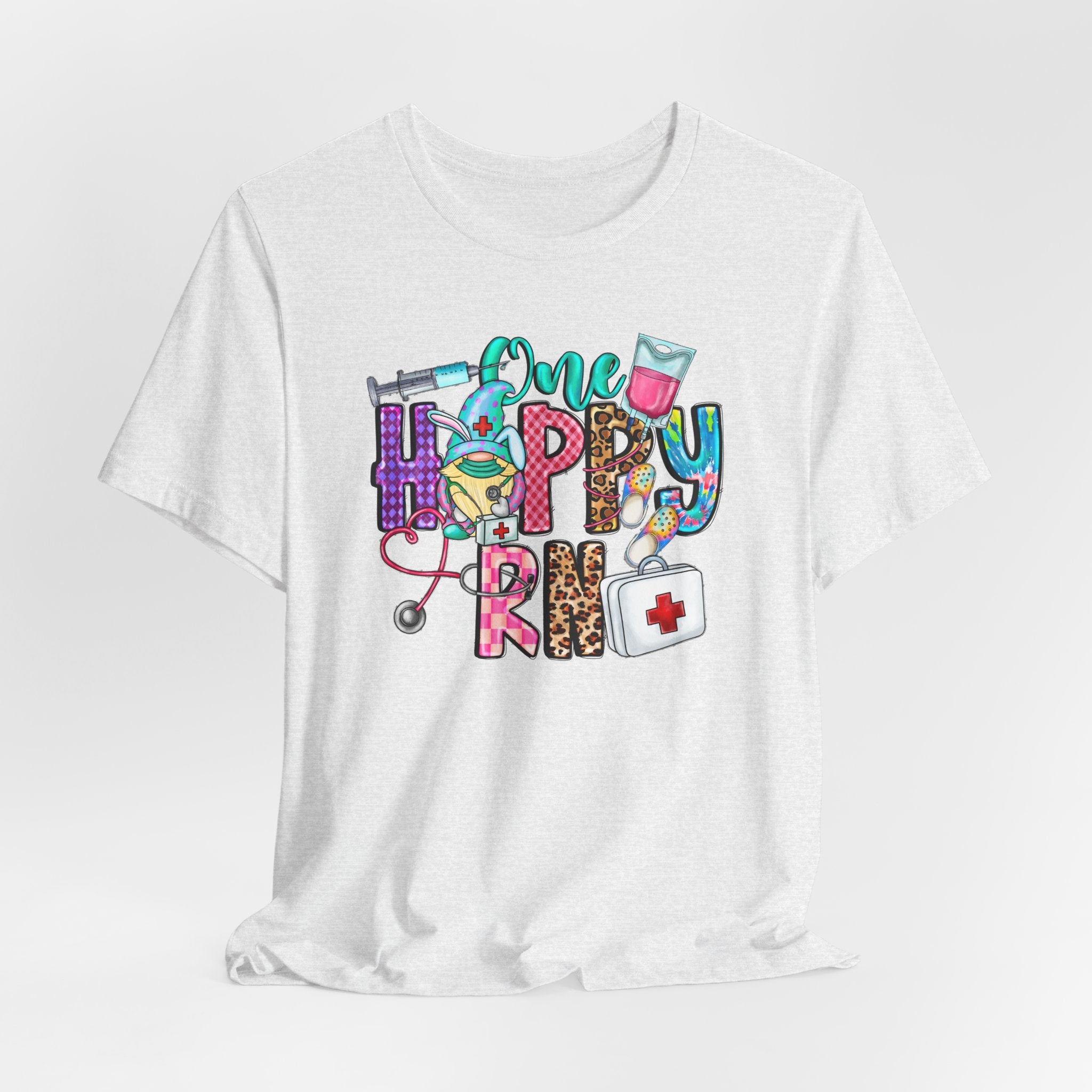 Nurse 'One Happy RN' Graphic Tee – Cute Colorful Nursing T-Shirt