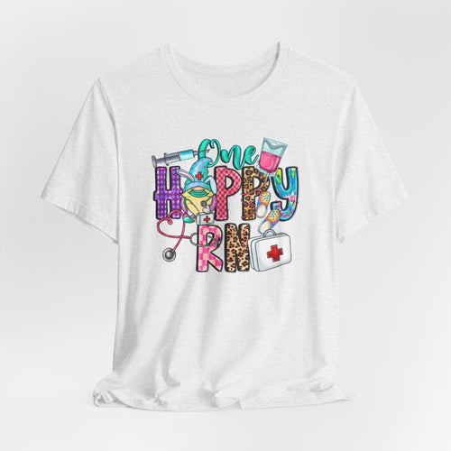 Nurse 'One Happy RN' Graphic Tee – Cute Colorful Nursing T-Shirt