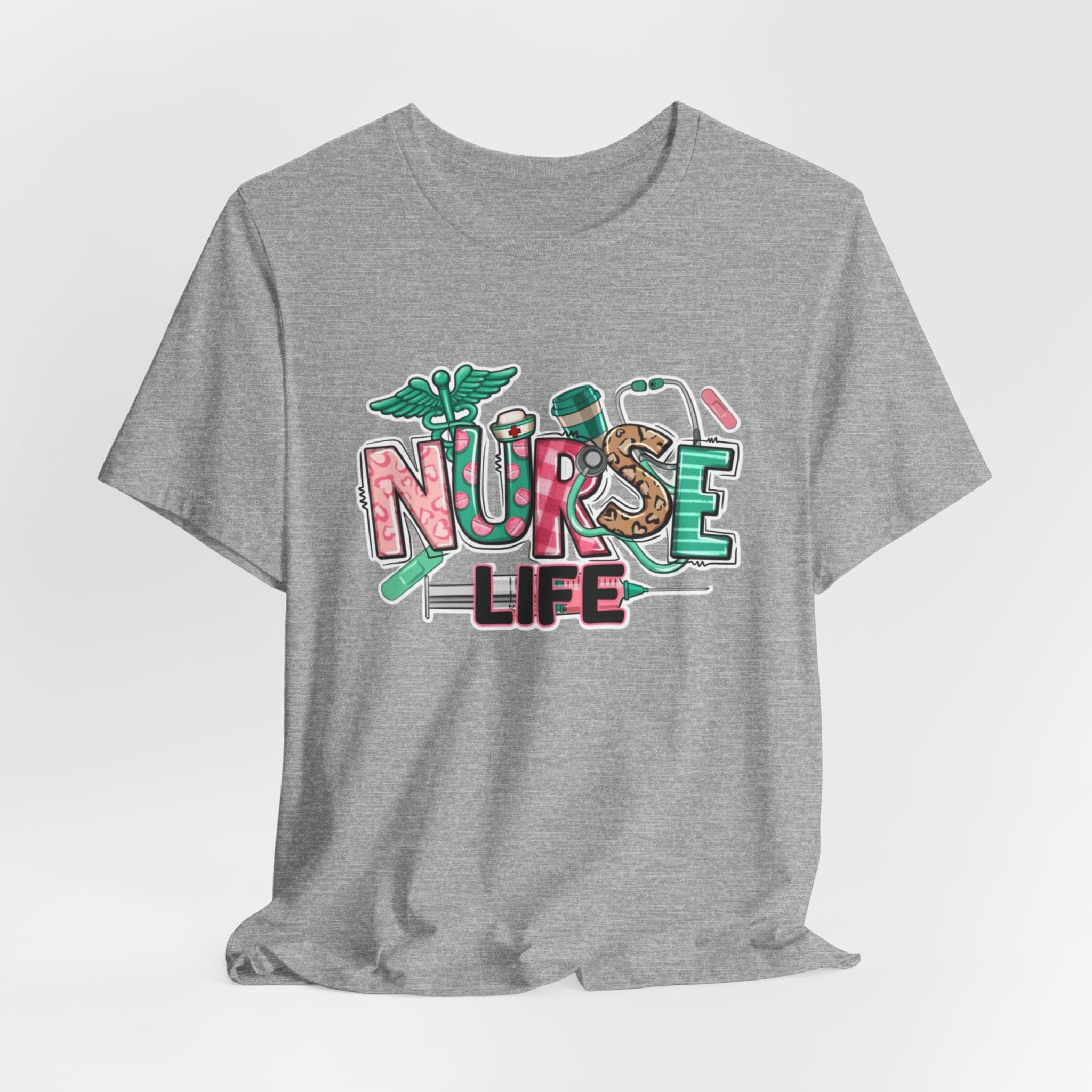 Nurse Life T-Shirt – Cute Medical Scrubs Tee with Stethoscope & Pill Graphic