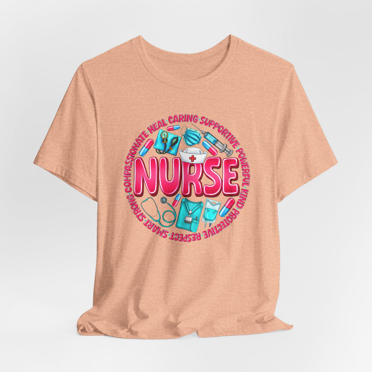 Nurse Graphic Tee – Cute Medical Icons & 'NURSE' Word Art
