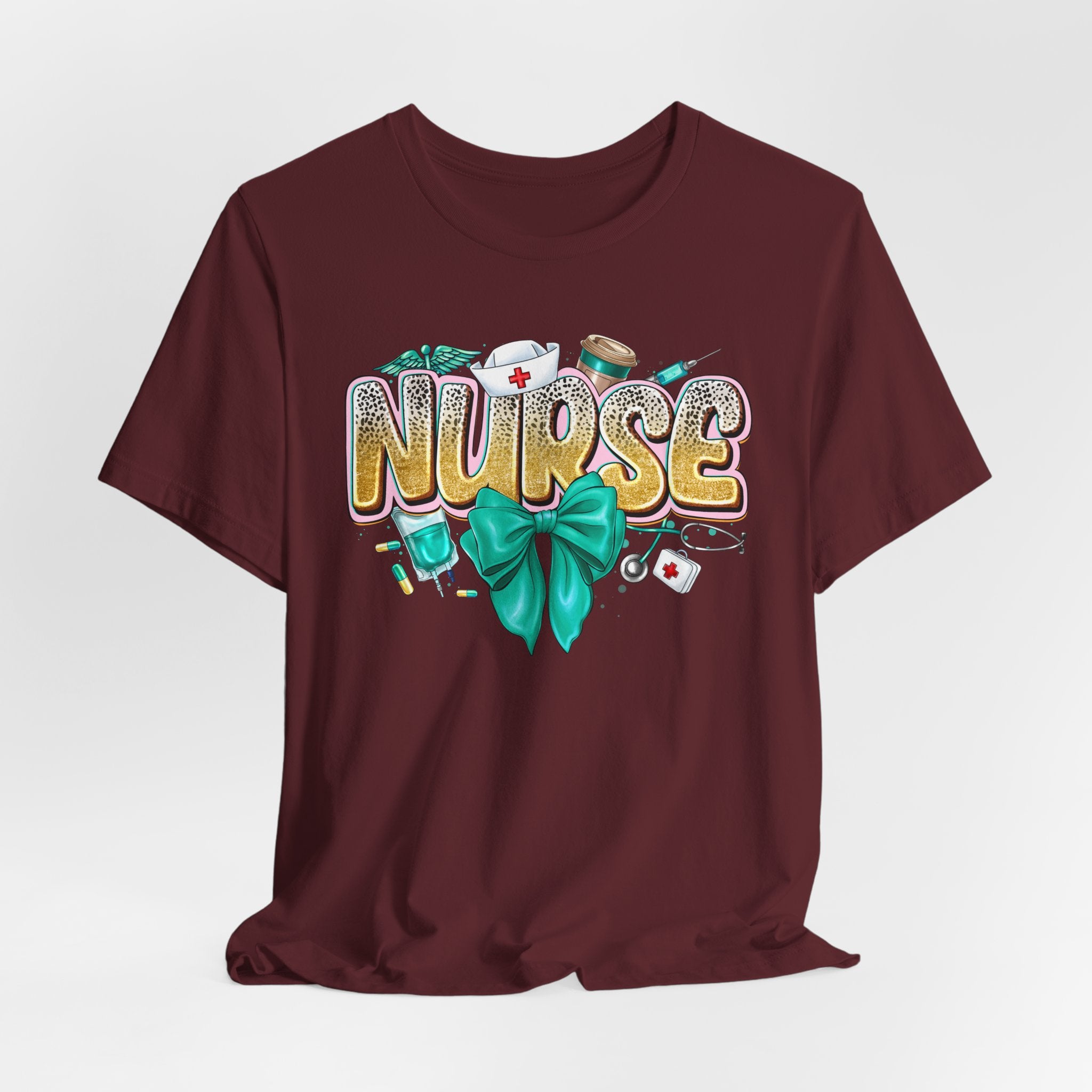 Nurse Tee – Cute Floral & Medical Icons Nursing Shirt
