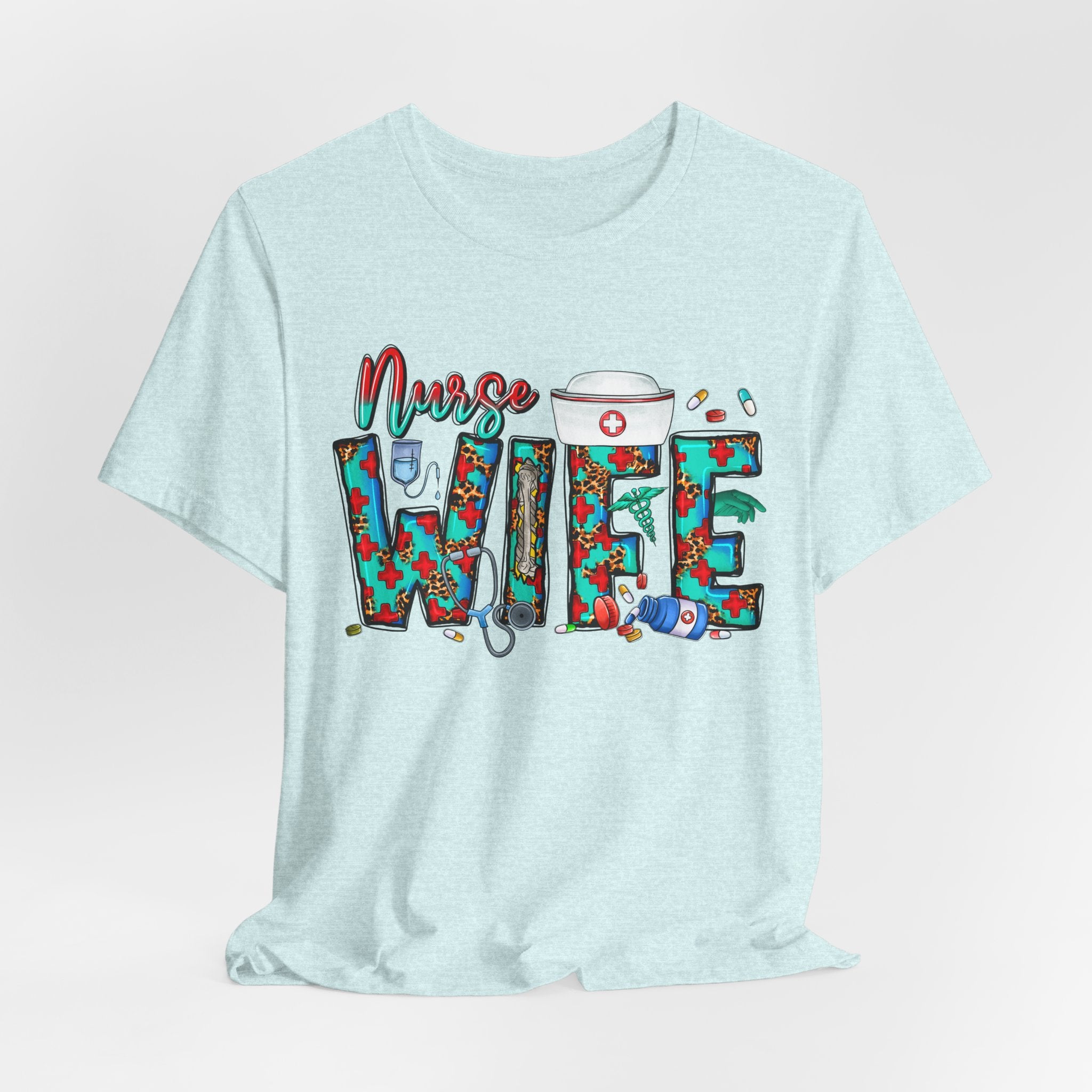 Nurse Wife T‑Shirt — Floral Medical Design Tee for Nursing Spouses