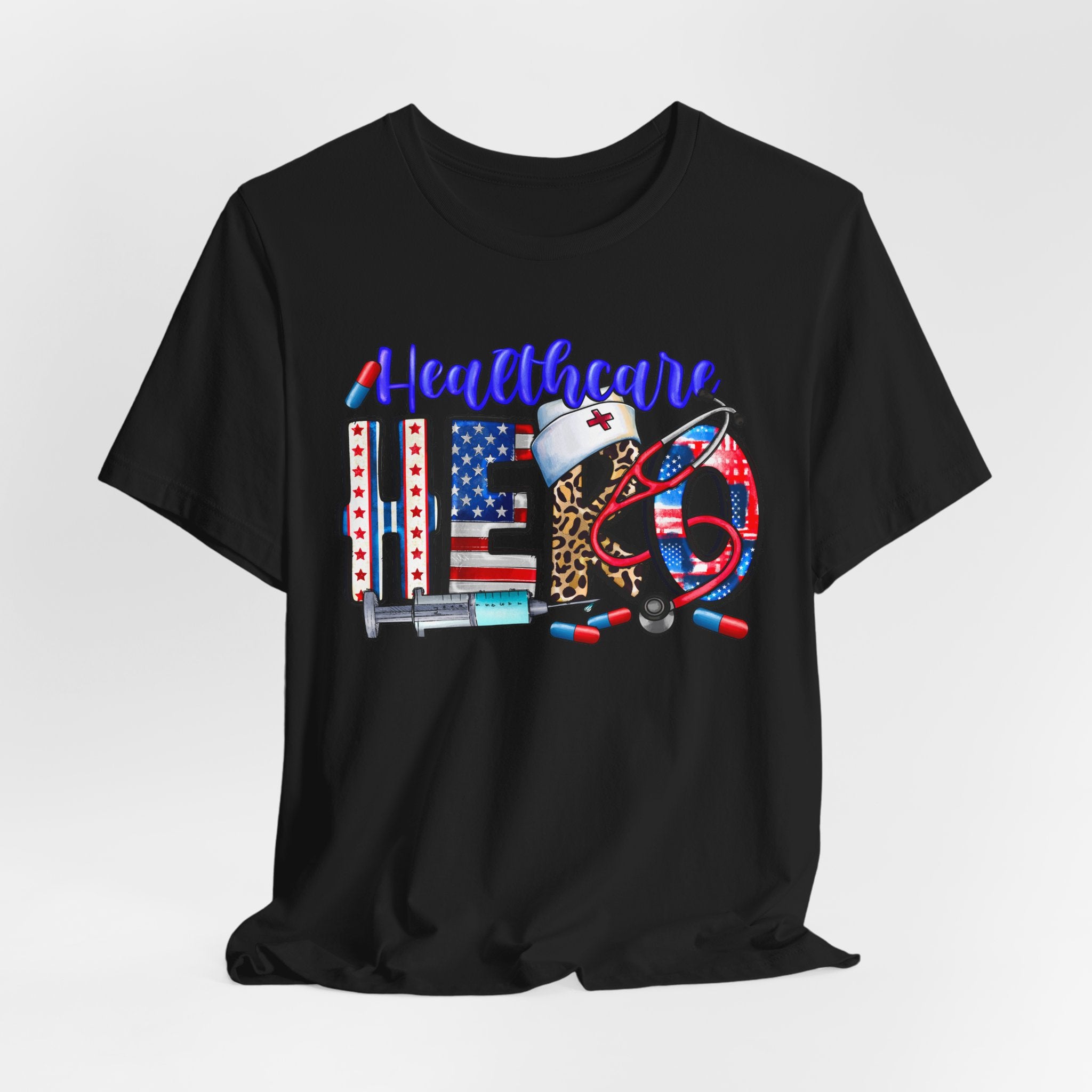 Healthcare Hero Tee — American Flag RN LPN Nursing Graphic T-Shirt