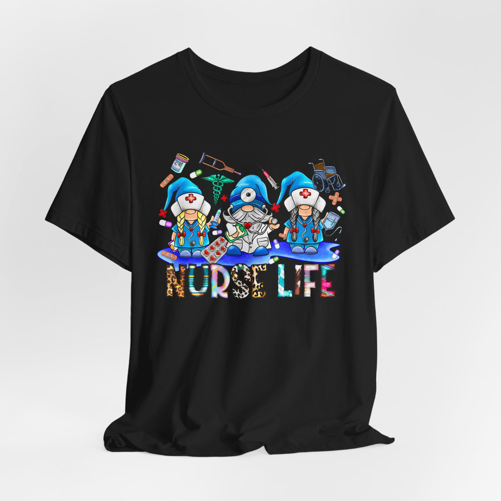 Nurse Life Graphic Tee – Cute Gnome Nurses Design