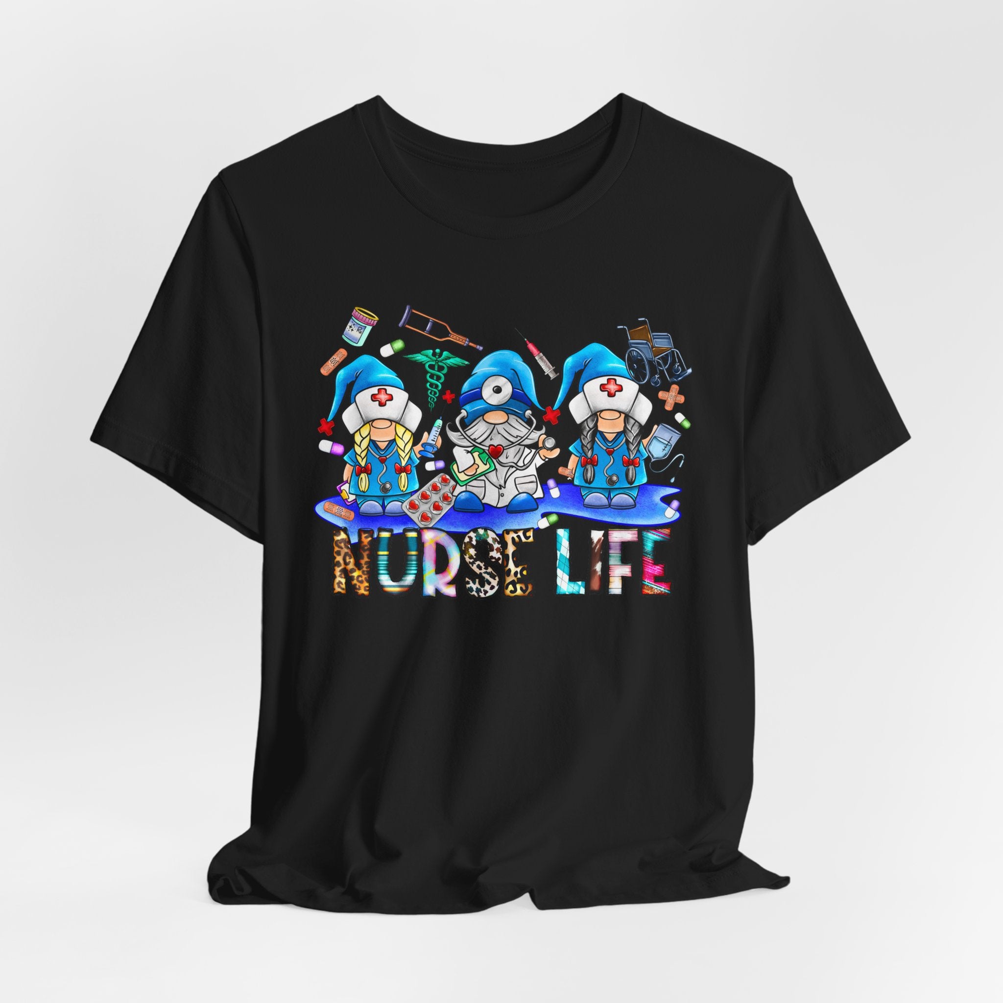 Nurse Life Graphic Tee – Cute Gnome Nurses Design