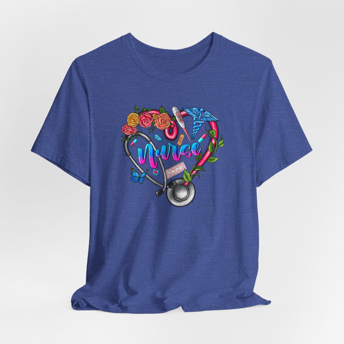 Nurse Heart Floral Stethoscope T-Shirt