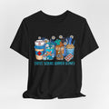 Coffee Scrubs Rubber Gloves T-Shirt — Cute Self-Care Illustration Tee
