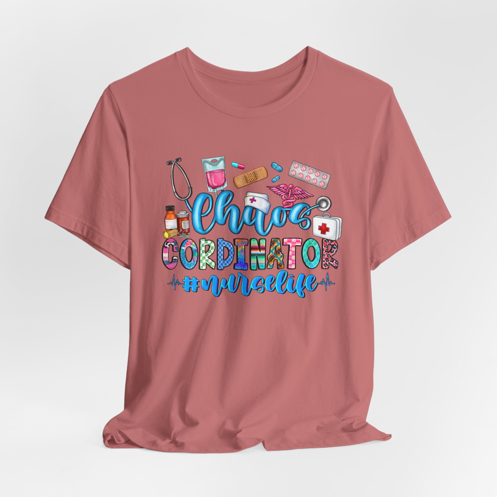 Chaos Coordinator Nurse T-Shirt – Cute Medical Icons Nursing Tee