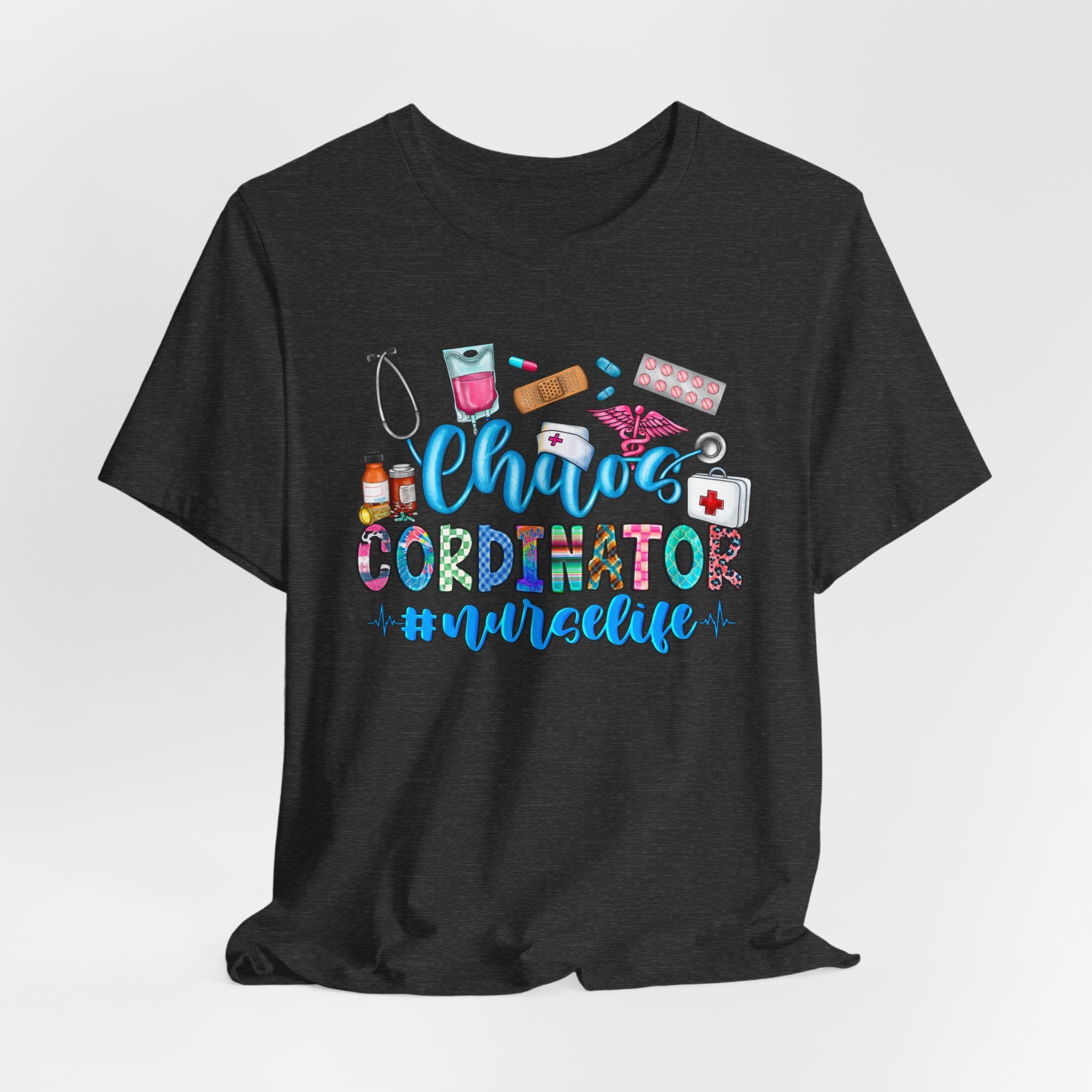 Chaos Coordinator Nurse T-Shirt – Cute Medical Icons Nursing Tee