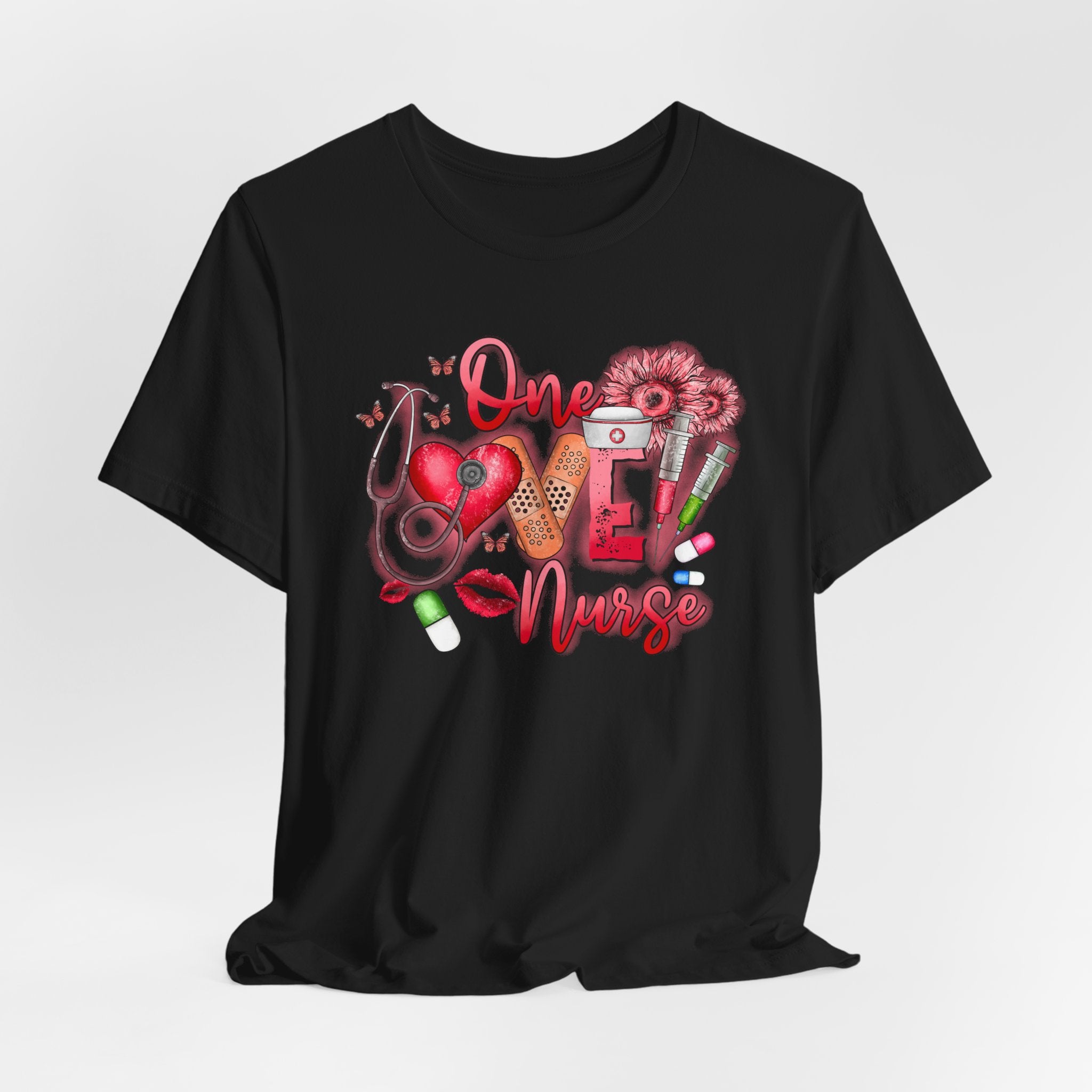 Nurse Tee — 'One Love Nurse' Floral Medical Graphic Shirt