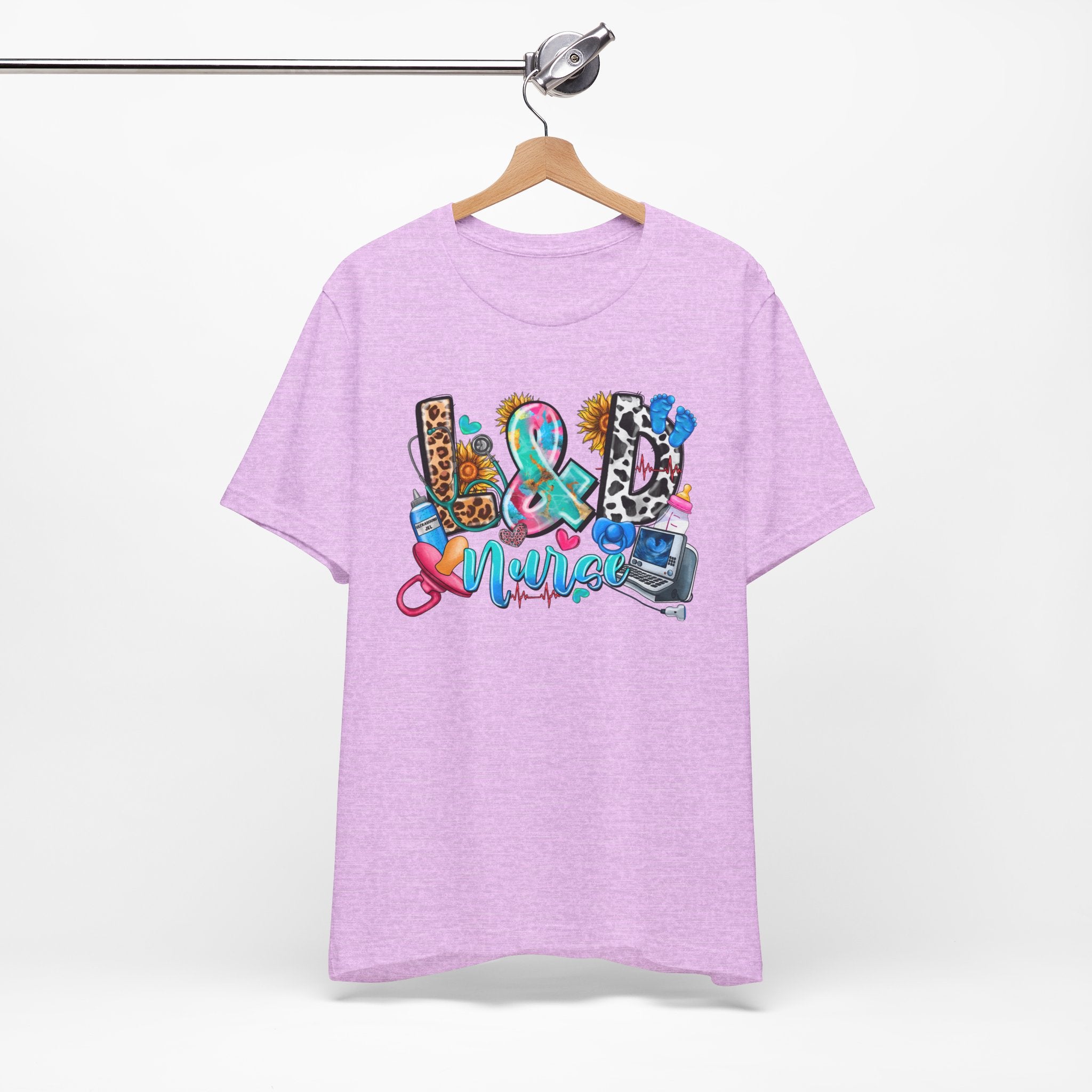 Nurse Life Graphic Tee — Colorful Medical Icons & Stethoscope Design