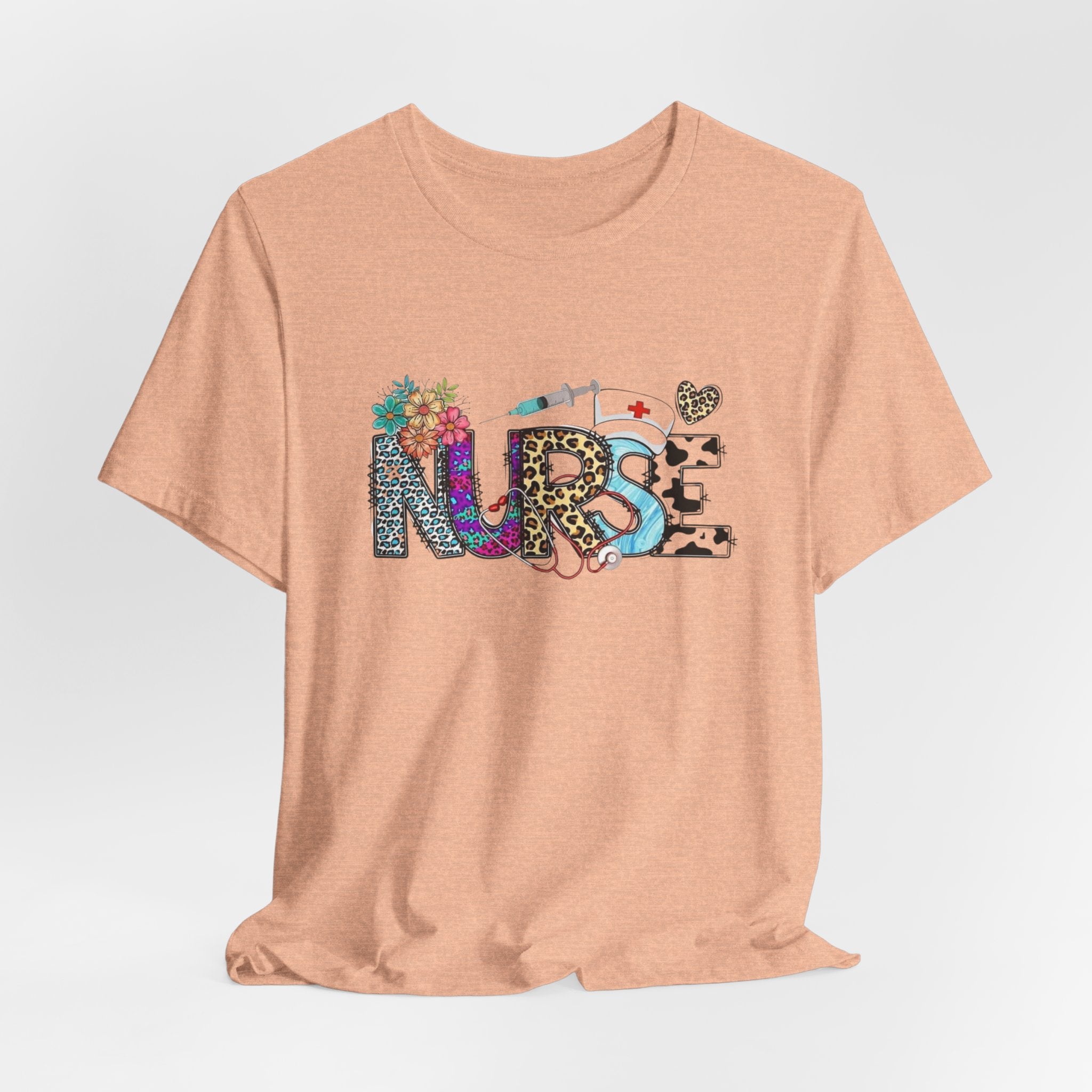 Nurse Floral & Leopard Graphic Tee — Cute Nursing Shirt