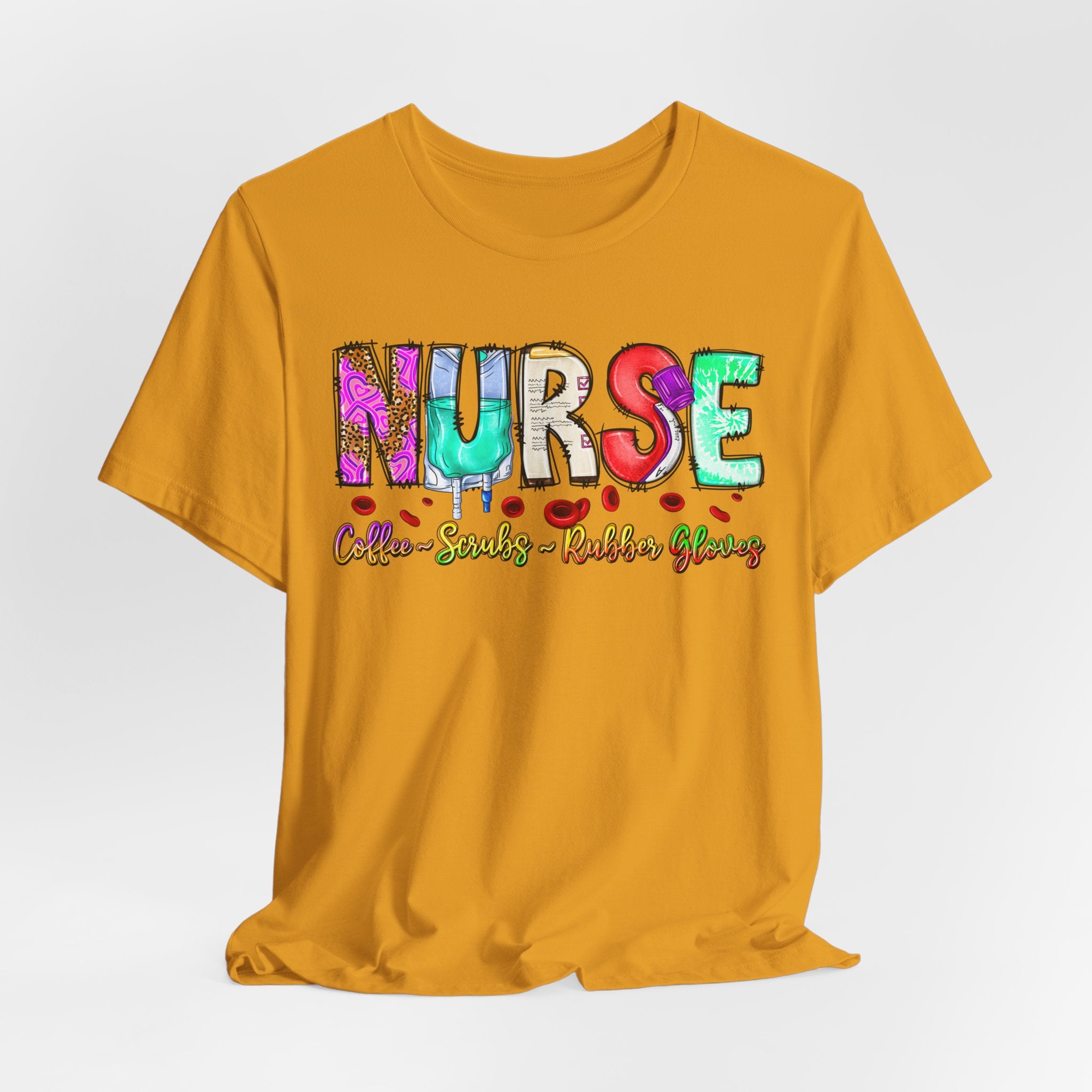 Nurse Flowers Graphic Tee — "NURSE" Colorful Floral Font with Hearts