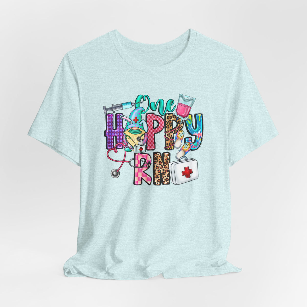 Nurse 'One Happy RN' Graphic Tee – Cute Colorful Nursing T-Shirt