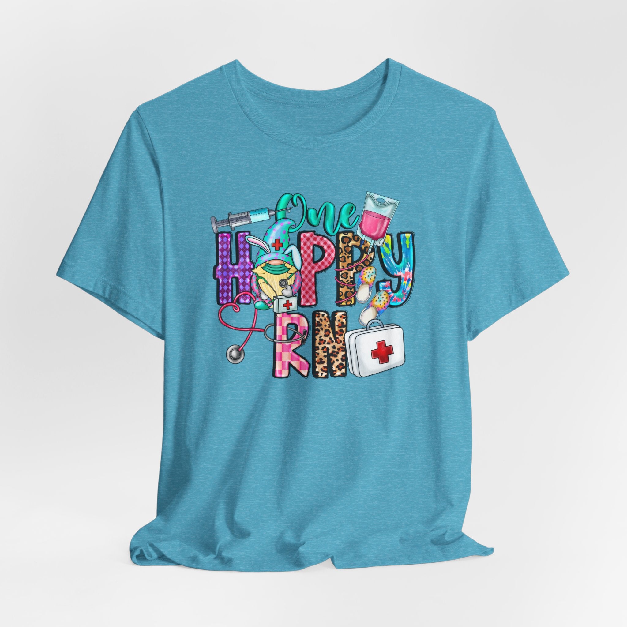 Nurse 'One Happy RN' Graphic Tee – Cute Colorful Nursing T-Shirt