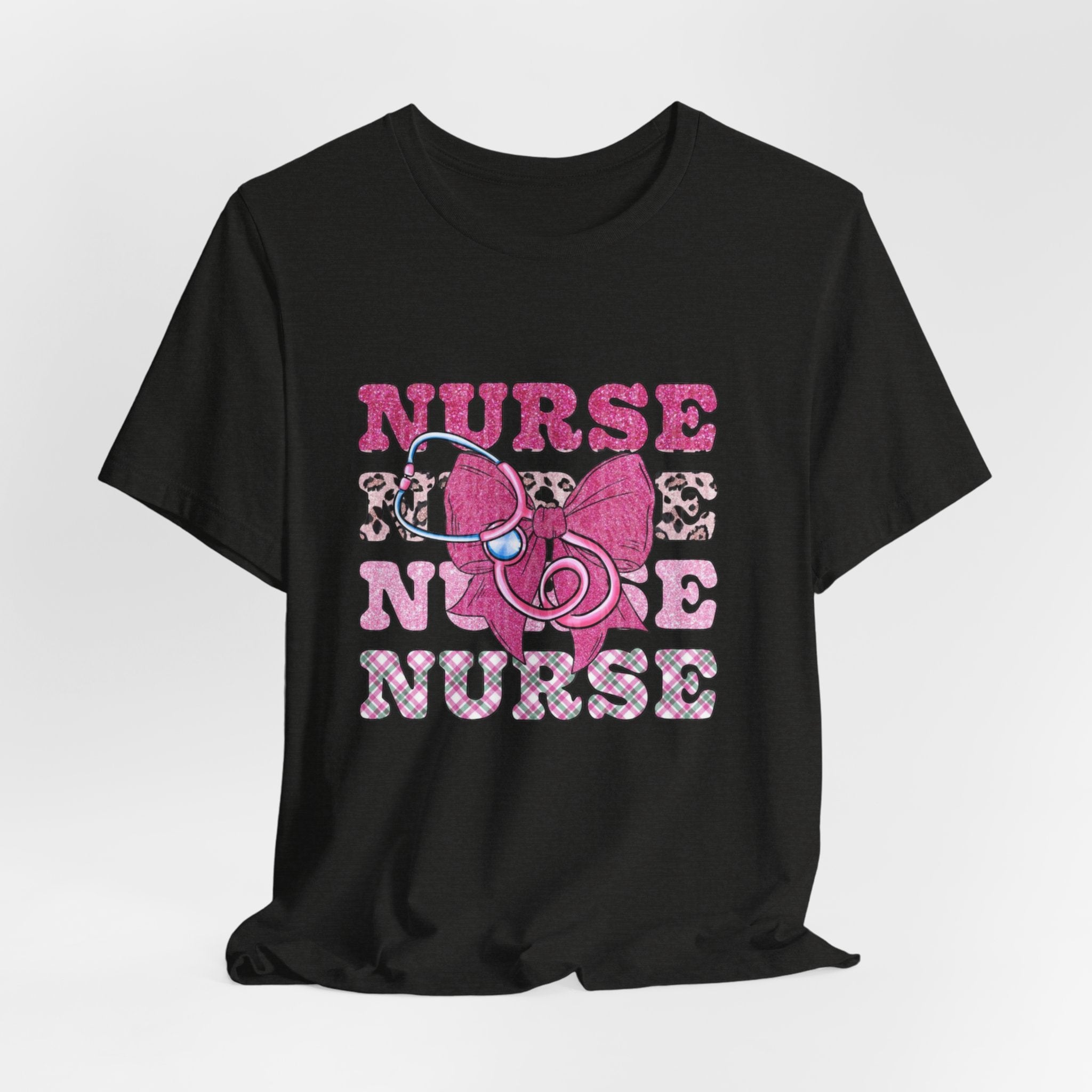 Nurse Life T-Shirt - Pink Stethoscope & Bow Graphic
