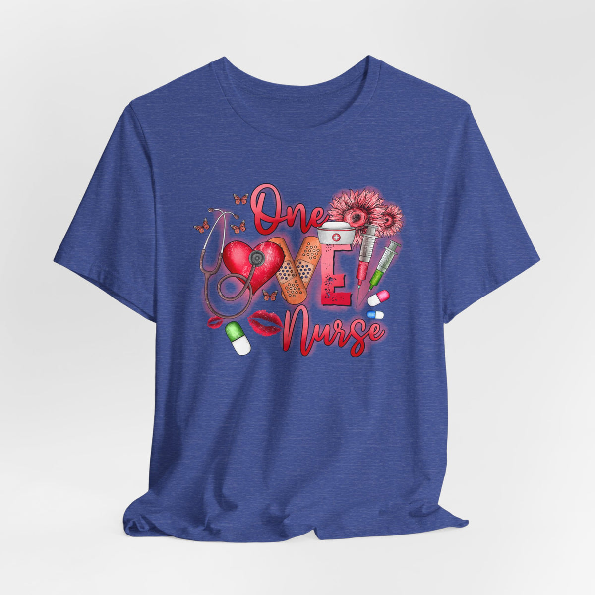 Nurse Tee — 'One Love Nurse' Floral Medical Graphic Shirt